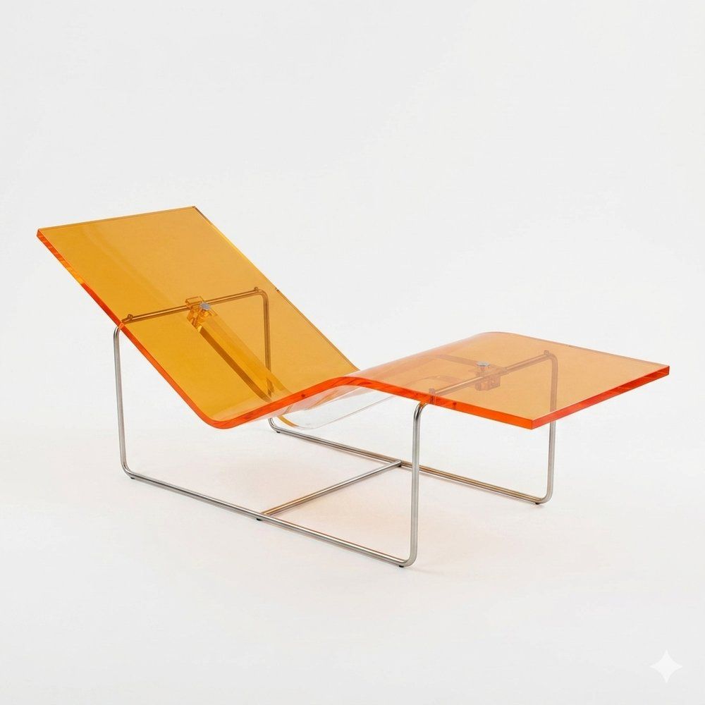 Postmodern Futurism Out/In Chaise Longue In Amber Colored Acrylic By Jean Marie Massaud For Driade, 2001 photo for sale