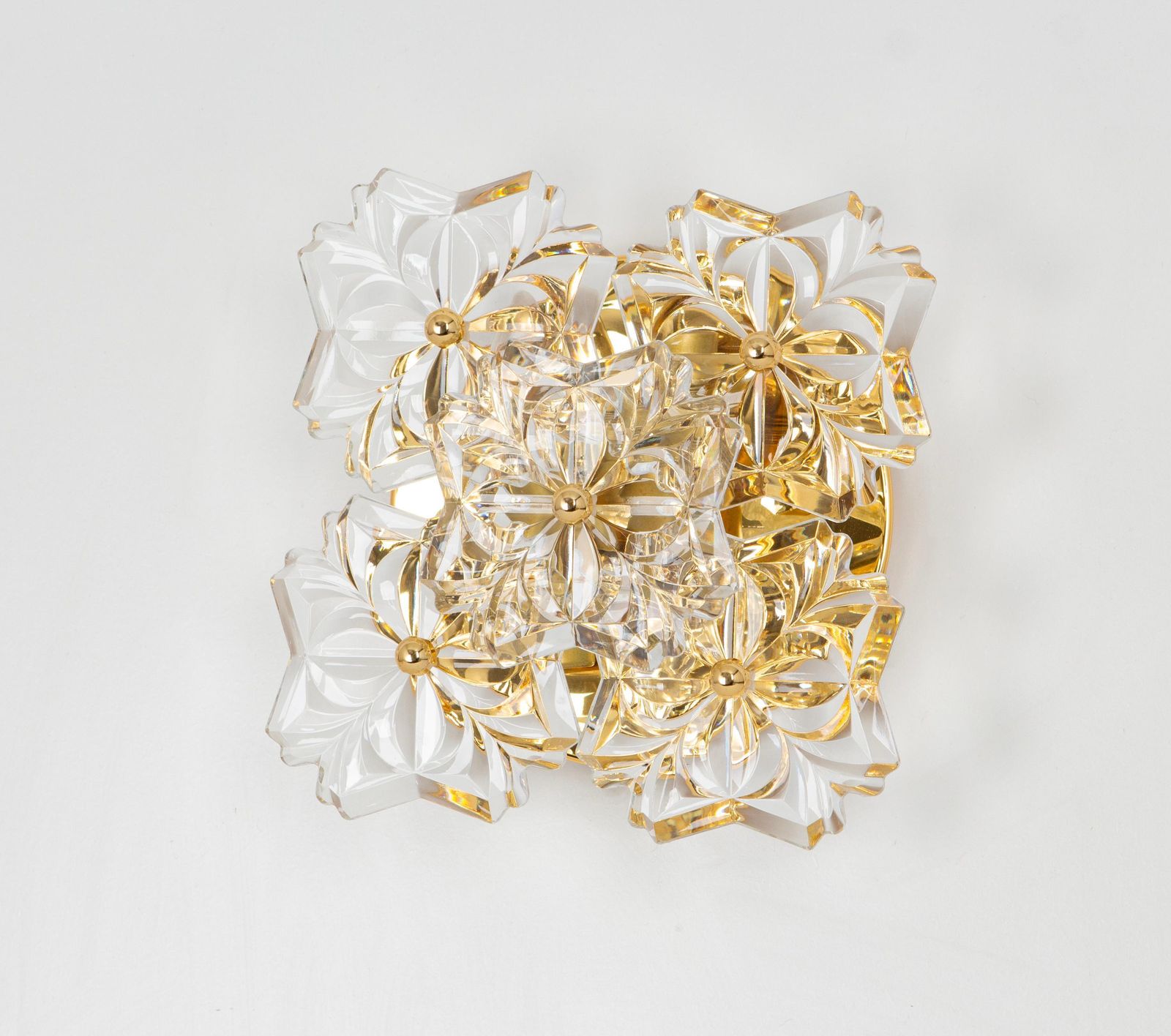 1 Of 2 Pairs Of Sölken Sconces Gilt Brass And Crystal Glass, Germany, 1970s photo Lighting