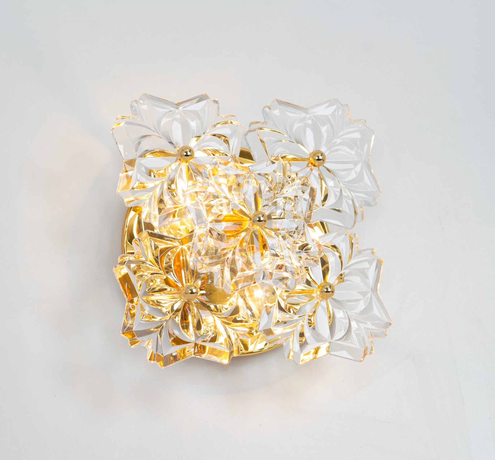 photo furniture 1 Of 2 Pairs Of Sölken Sconces Gilt Brass And Crystal Glass, Germany, 1970s