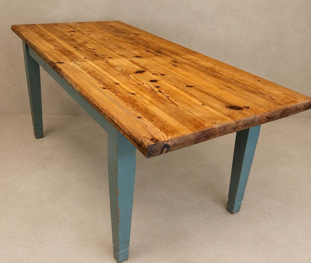 Vintage Painted Pine Farmhouse Table photo furniture