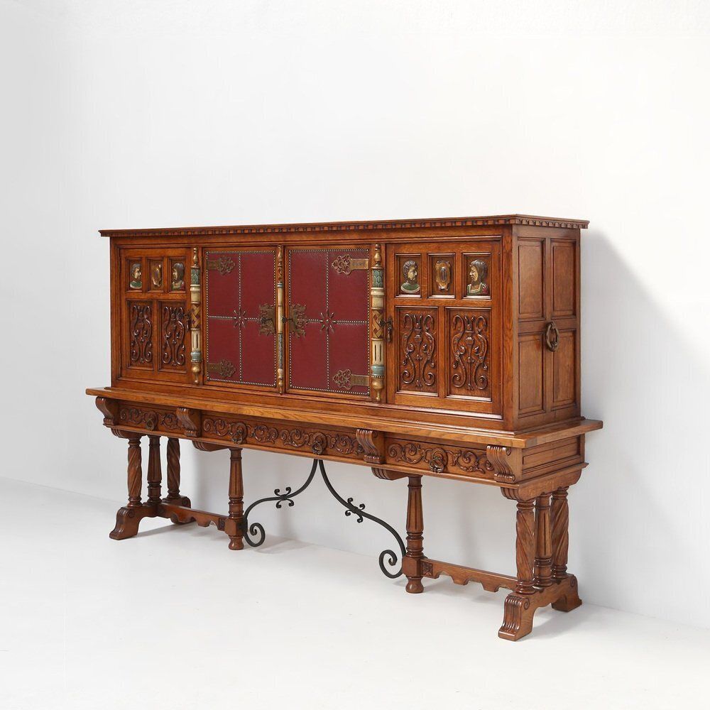20th Century Baroque Carved Sideboard, Spain, 1950