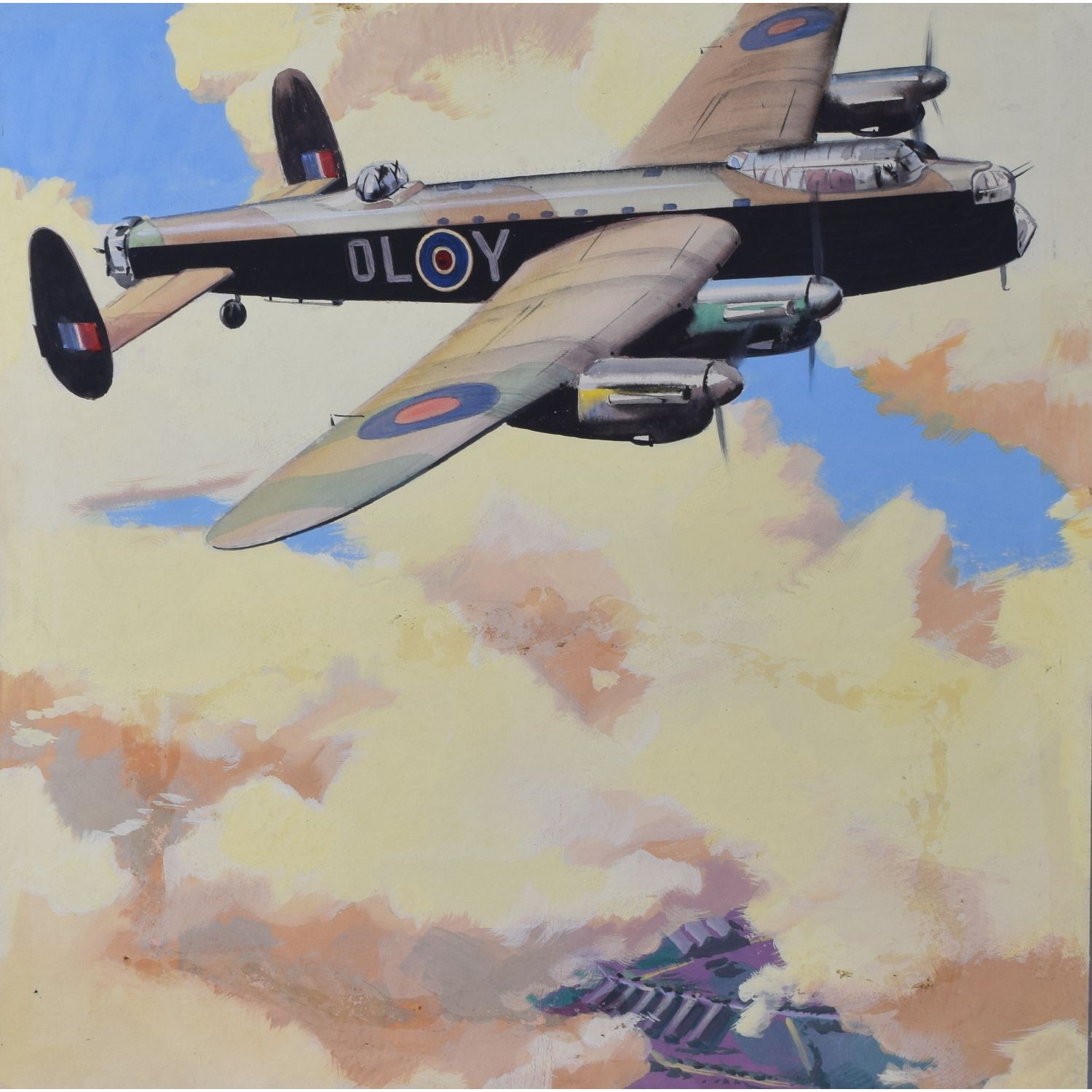 Ernest Bendell Bayly: Lancaster Bomber – Oil Painting Design For Poster