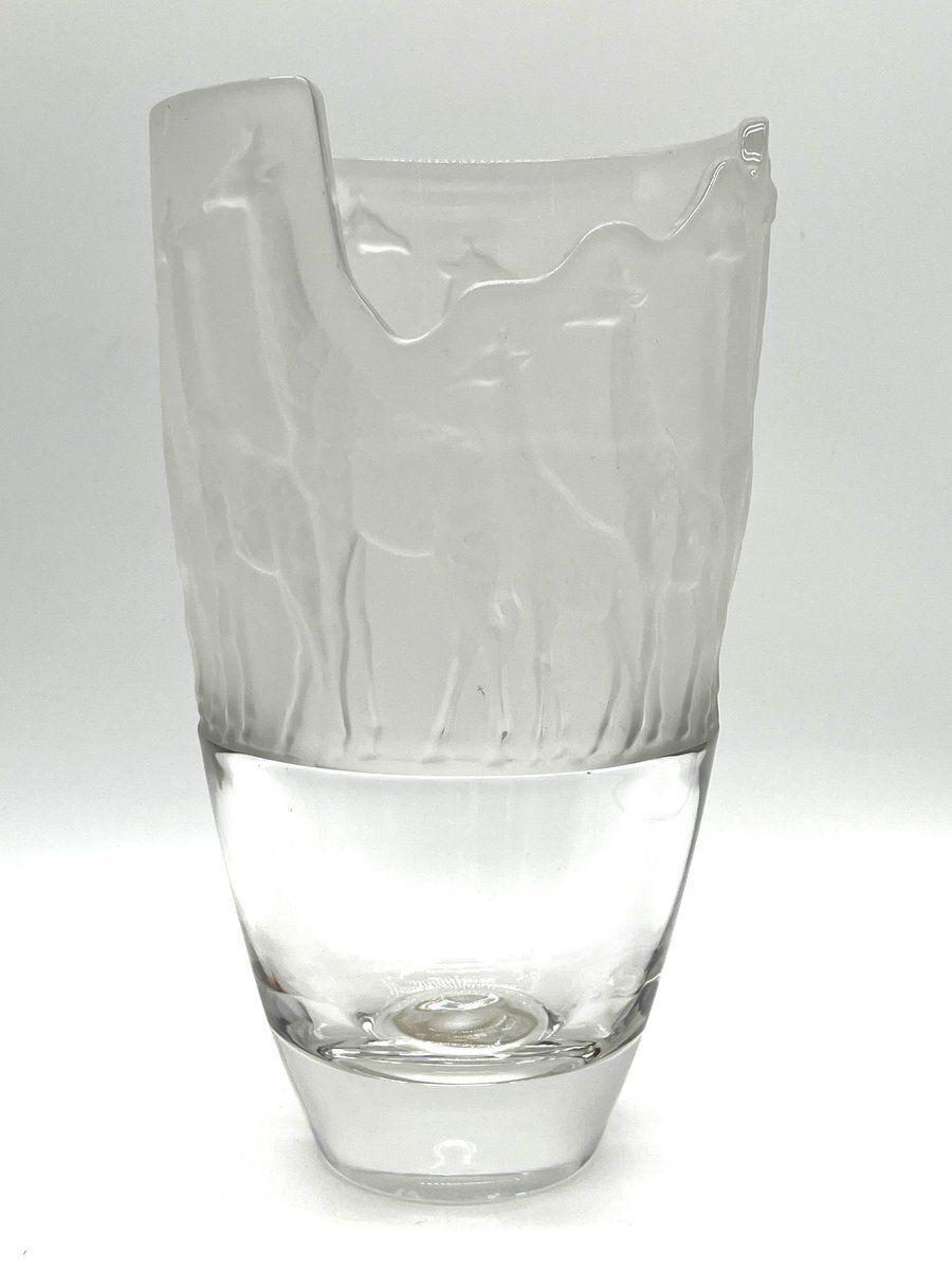 Large Frosted Glass Vase With Giraffes By Nachtmann, 1990s photo furniture
