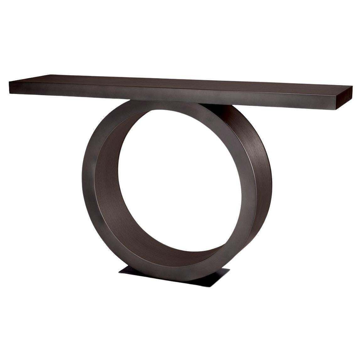 Oak Console Table With Bronze Finish