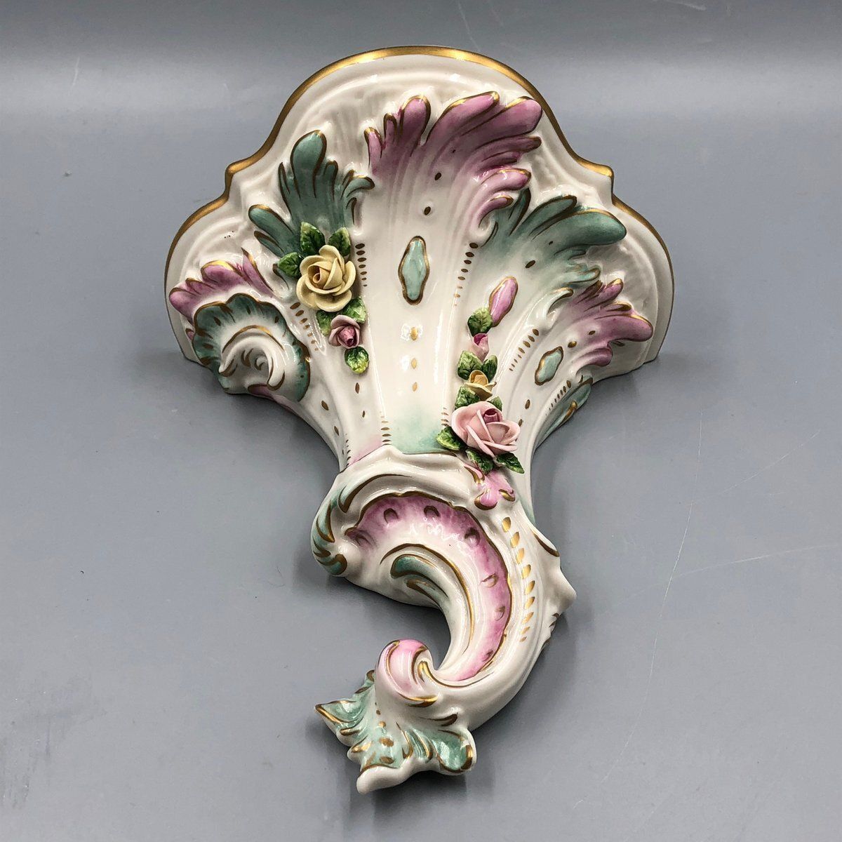 photo for sale Hand Painted Porcelain Wall Brackets In Rococo Style By Kämmer, Dresden, Set Of 3