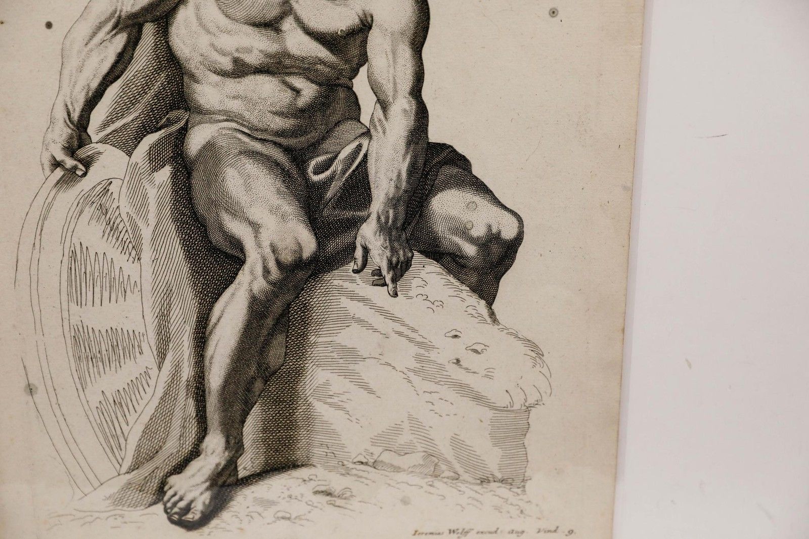Jeremias Wolff (1667 1724) 18th Century Engraving, Academic Figure Study 9. photo for sale