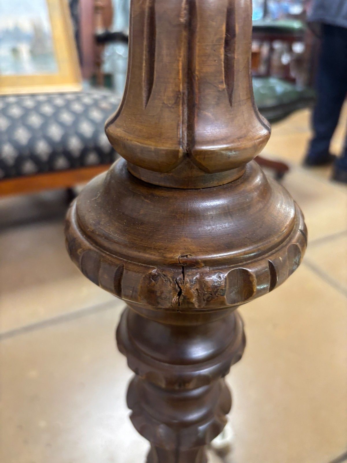Lighting Antique Victorian Walnut Carved Floor Lamp Working Order photo