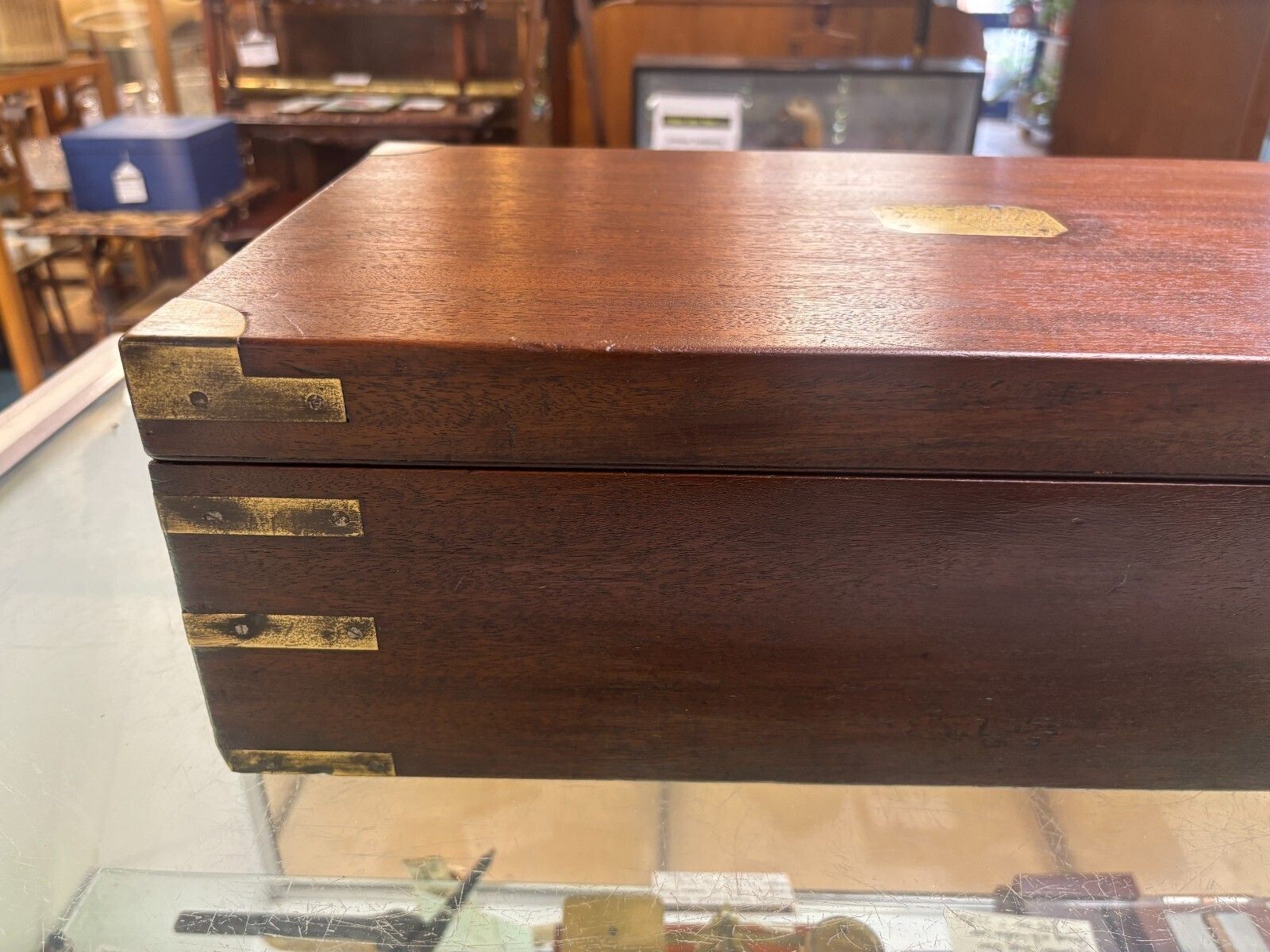 Antique Late 19th Century Mahogany Writing Slope With Drawer & Brass Handles photo furniture
