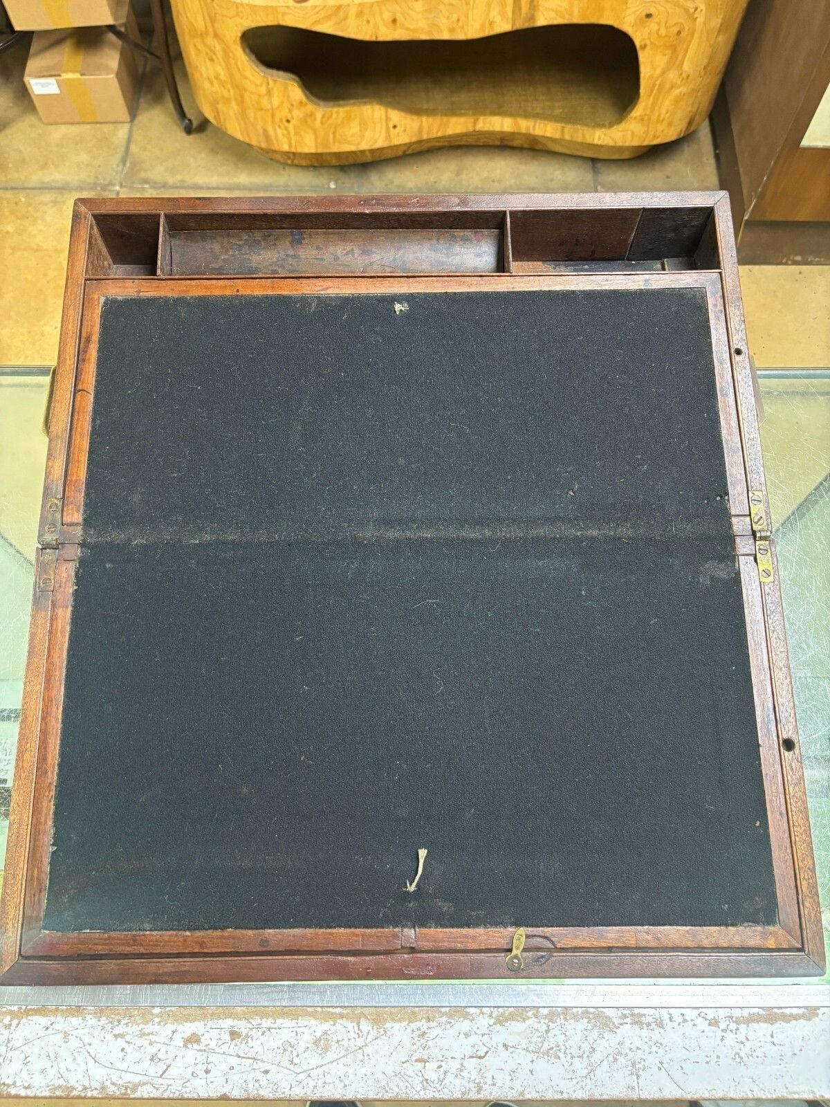 245.0 Antique Late 19th Century Mahogany Writing Slope With Drawer & Brass Handles photo