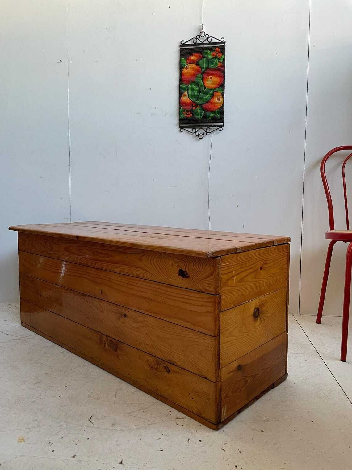 Large 1980s Era Pine Blanket Box Chest Or Ottoman photo Furniture