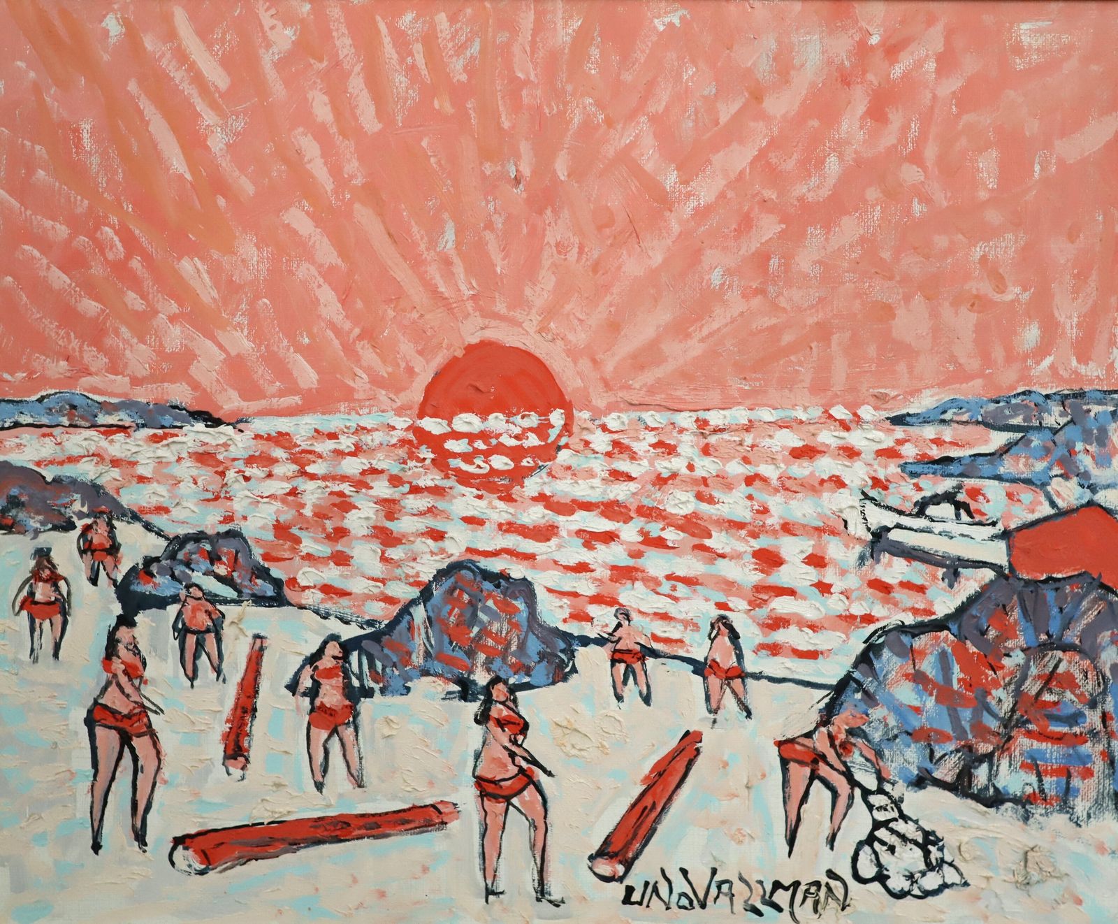 photo furniture Coral Sunset  Oil Painting, Mid 20th Century