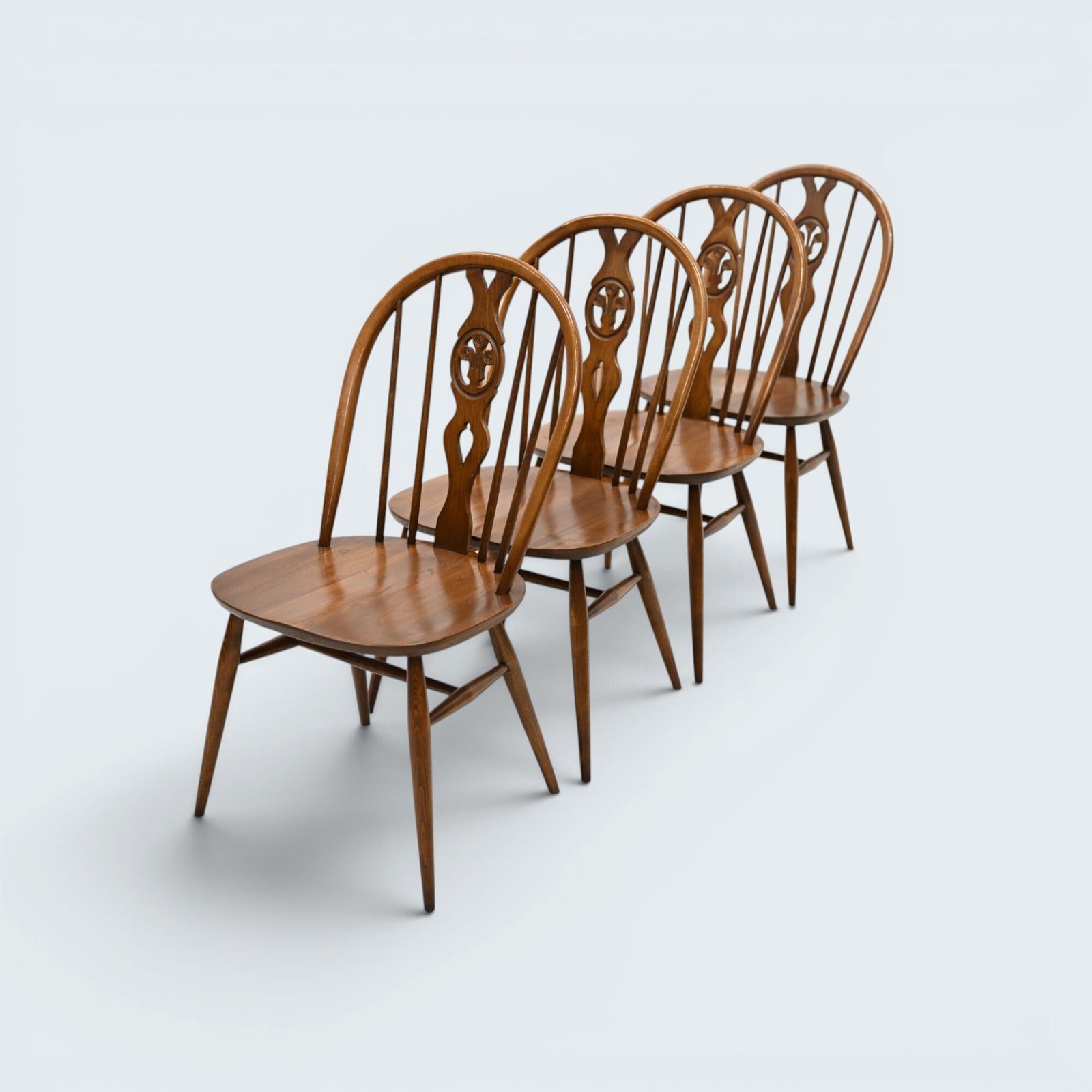 4 Ercol Fleur De Lys Bow Back Kitchen/Dining Chairs Model 878 Free Uk Delivery photo furniture