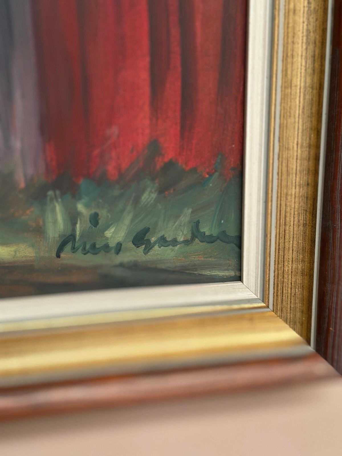photo furniture Swedish Mid Century Oil On Panel – "Man Standing" By Svan Grandin, Vintage &  Framed 40 × 38 Cm (15.7" X 15")