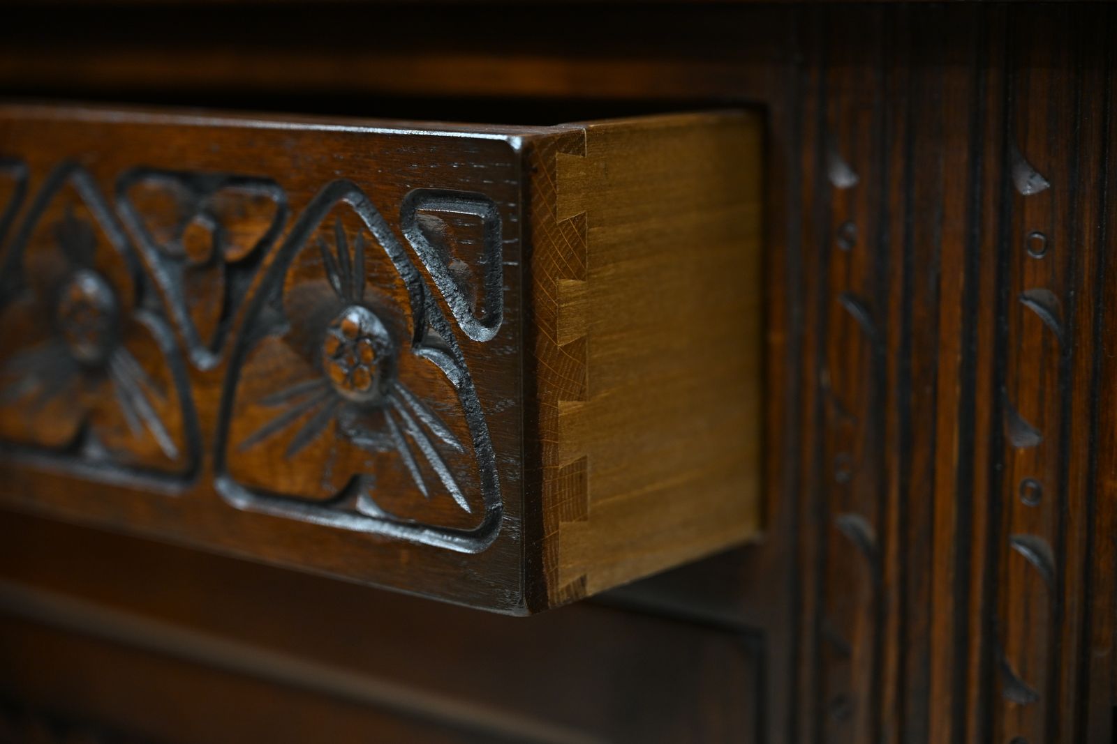 photo vintage Old Charm Oak Dresser In Tudor Brown 6ft Wide Sideboard Display Free Uk Delivery