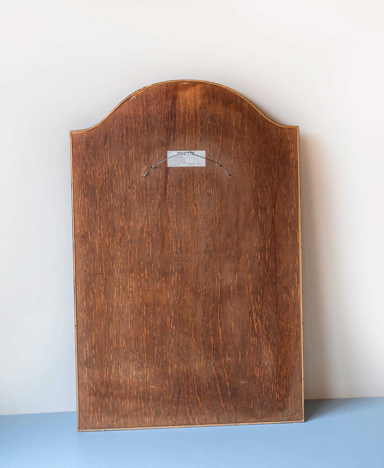 Vintage Deknudt Mirror   Belgian Black Wooden Mirror With Beveled Glass   Large Arched Wall Mirror photo vinterior