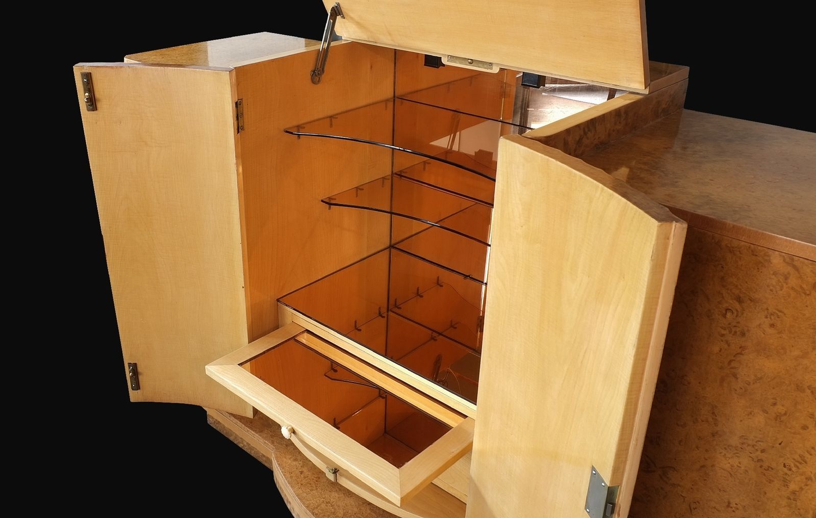 Art Deco Walnut Cocktail Cabinet By H & L Epstein 1930's photo buy