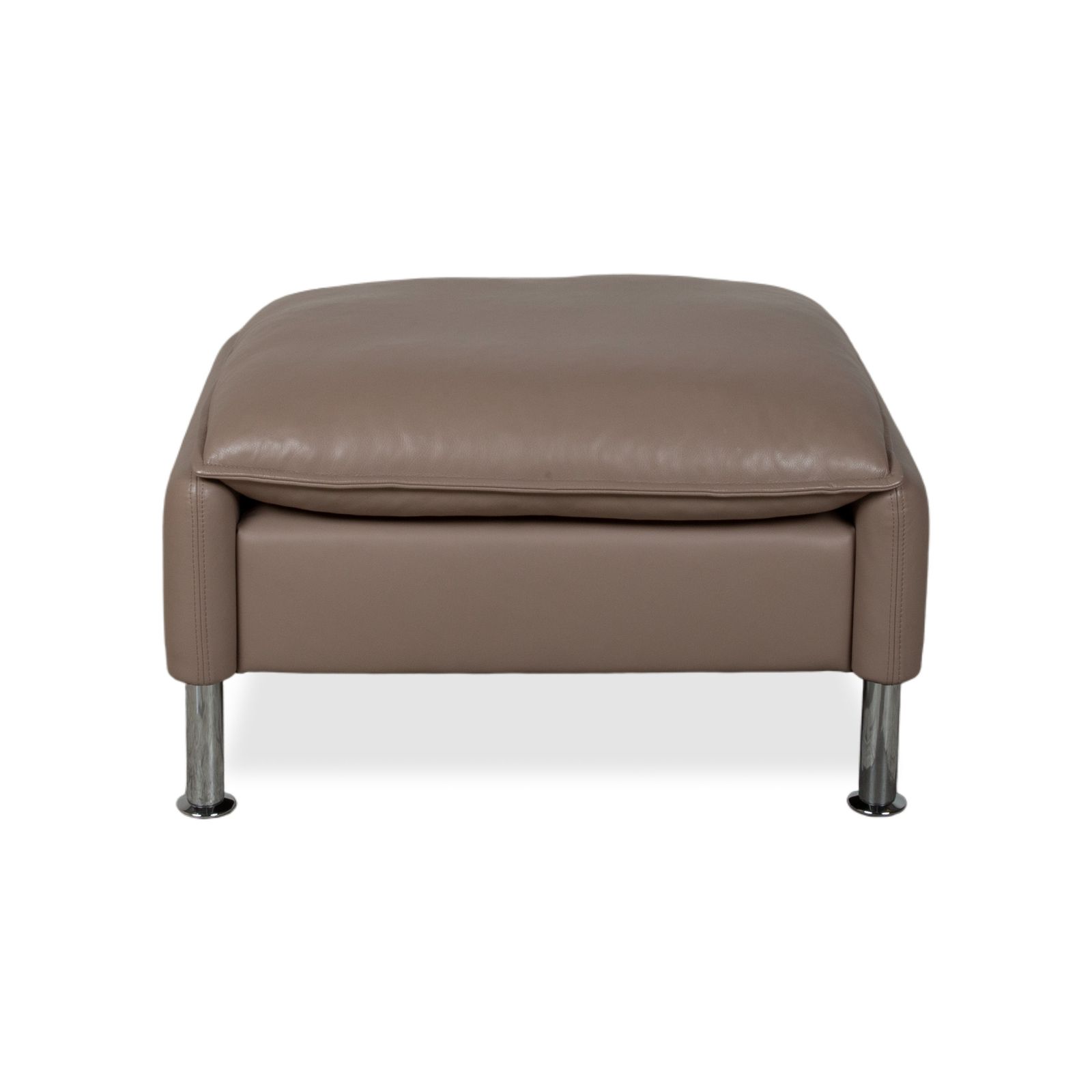 Tabouret Erpo Porto en cuir brun taupe photo vintage