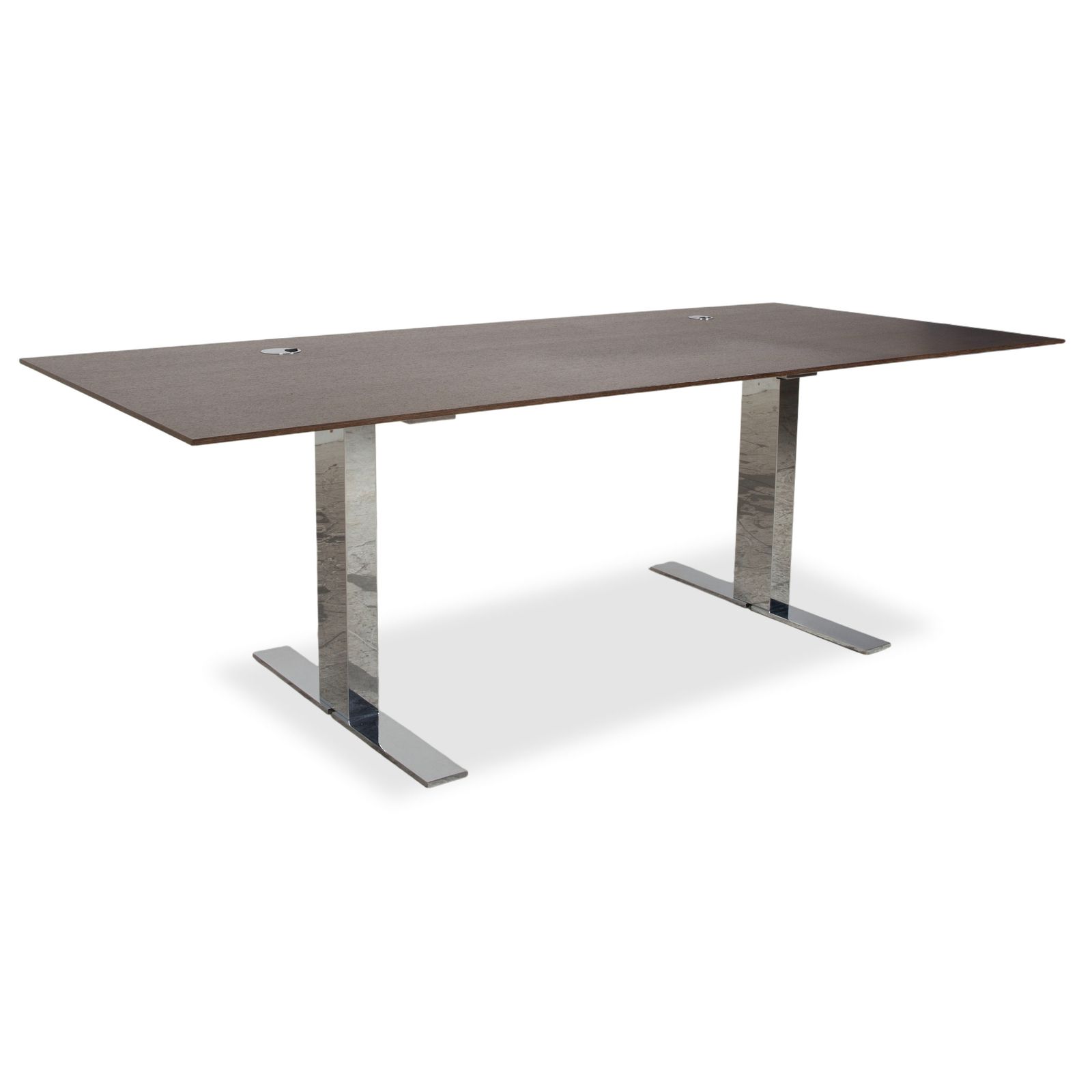 Walter Knoll Wooden Desk, Brown Chrome, 225 X 100 Cm