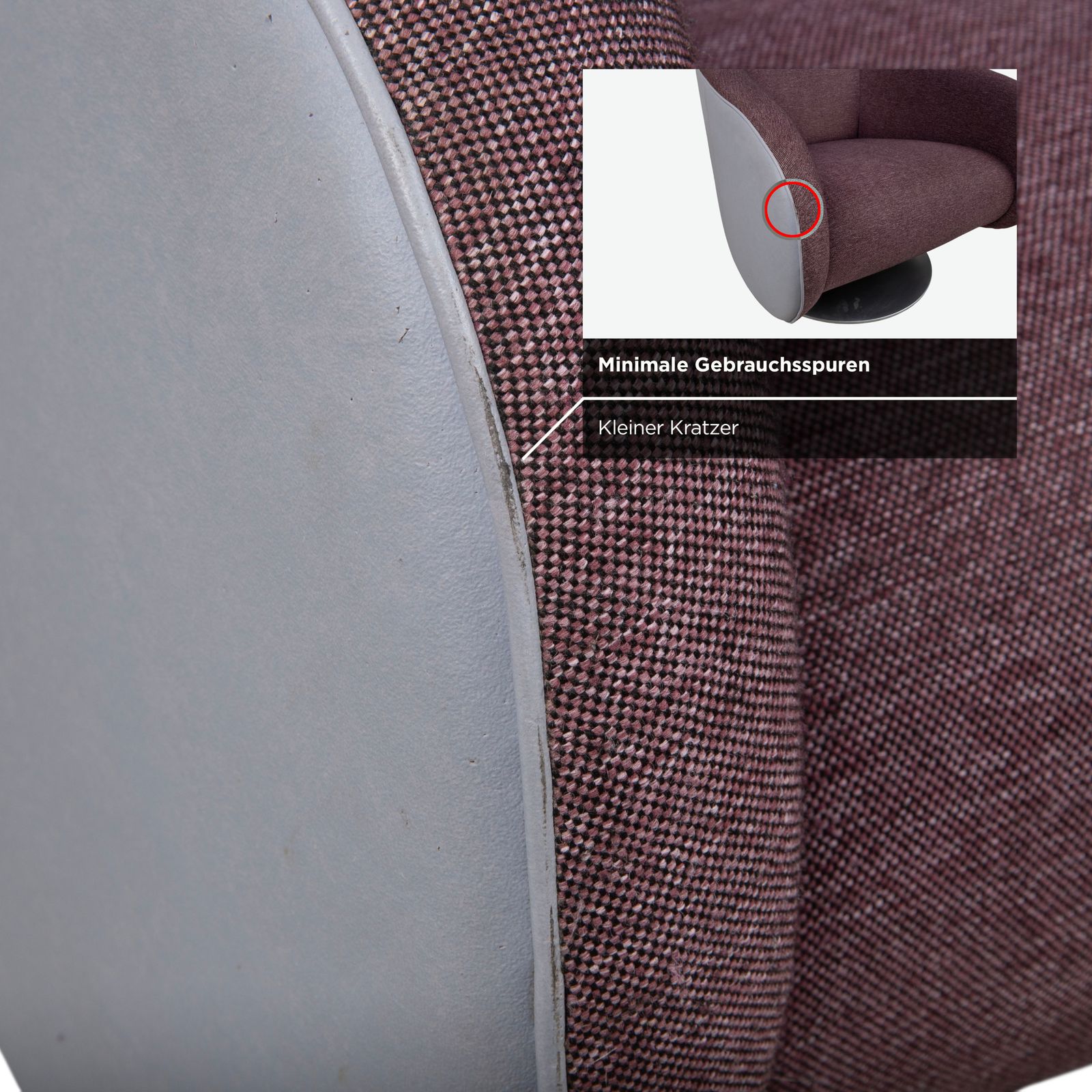 Fauteuil Rolf Benz 310 en tissu et cuir, violet, bordeaux, aubergine, gris clair photo vintage