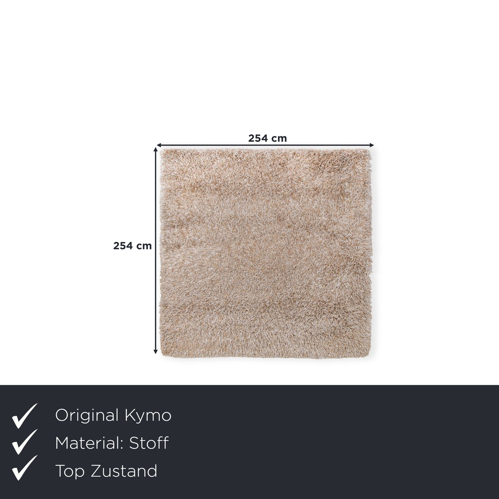 Tapis Kymo SG Granite Premium en polyester blanc, crème et beige, 254 x 254 cm photo furniture