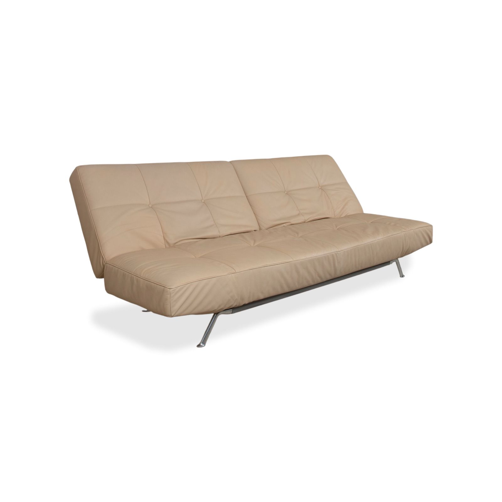 Canapé 3 places Ligne Roset Smala en cuir crème beige sable, fonction manuelle photo buy