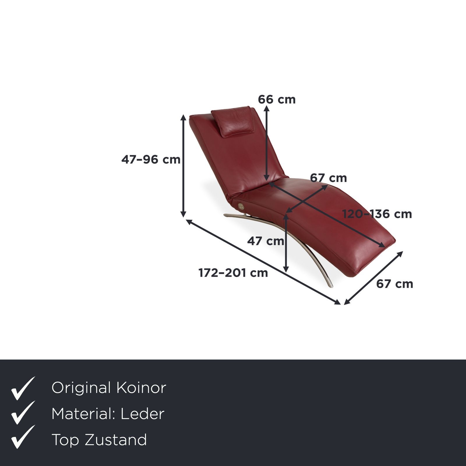 Koinor Jonas Leather Lounger Red Electric Function Battery photo furniture