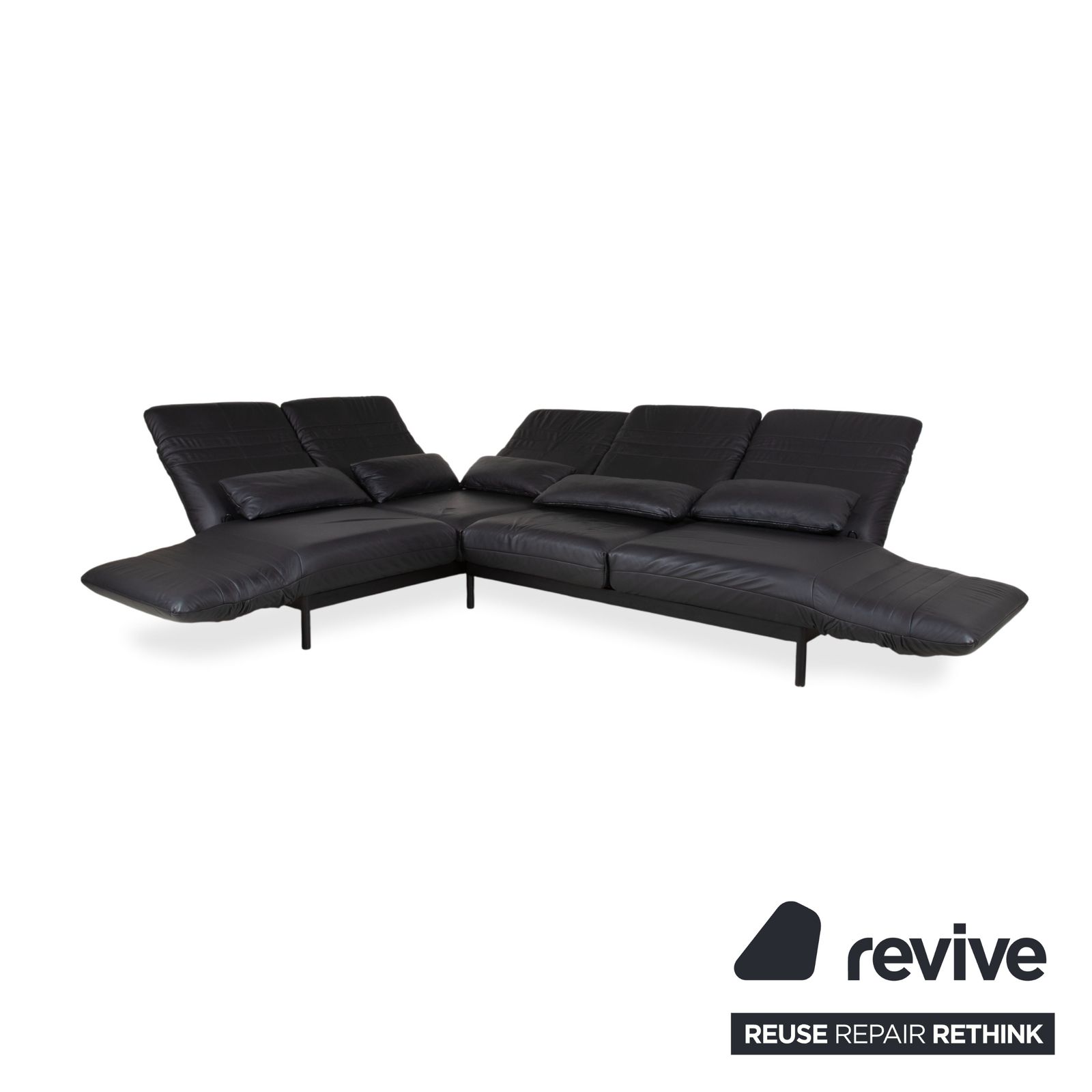 Rolf Benz Plura Leather Corner Sofa Black Manual Function photo 8160.0
