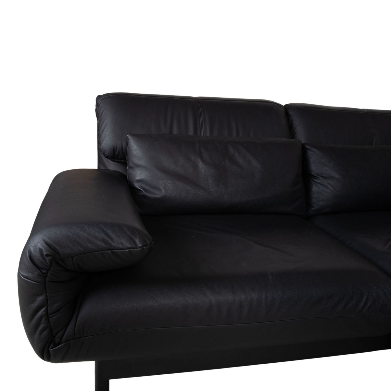 photo furniture Rolf Benz Plura Leather Corner Sofa Black Manual Function