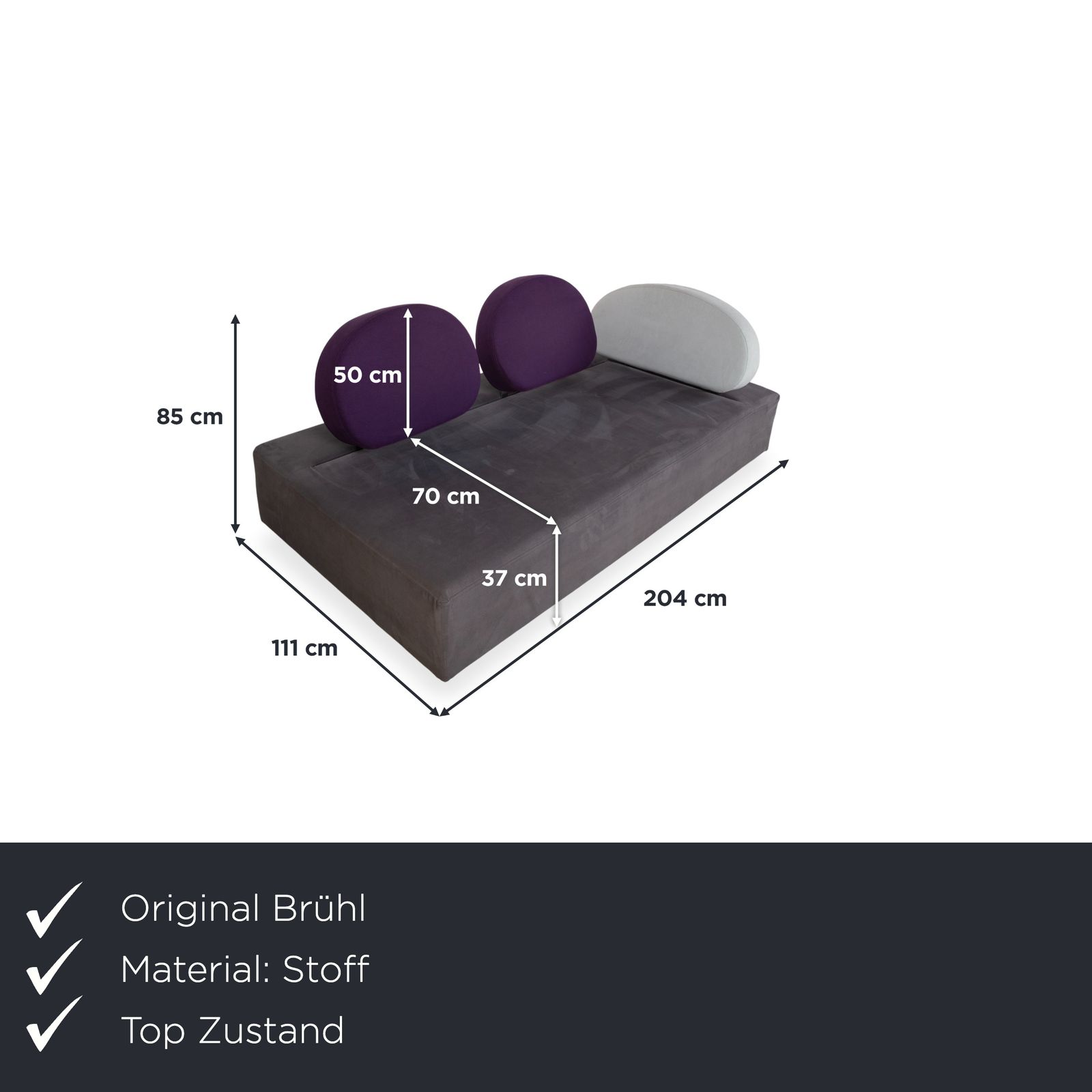 Brühl Mosspink Two Seater Fabric Leather Grey Anthracite Violet Multicolored Sofa Manual Function photo furniture