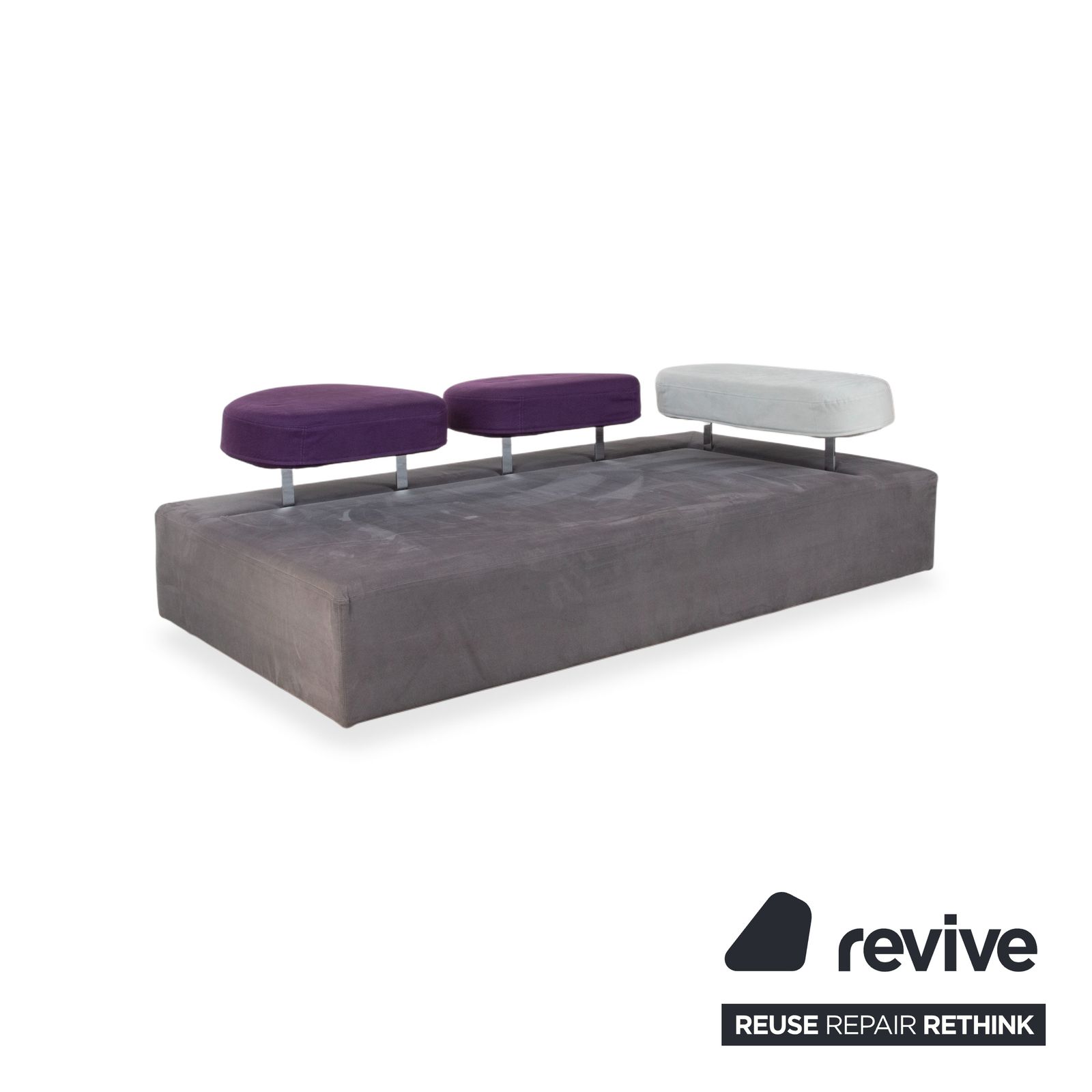 Brühl Mosspink Two Seater Fabric Leather Grey Anthracite Violet Multicolored Sofa Manual Function photo Furniture