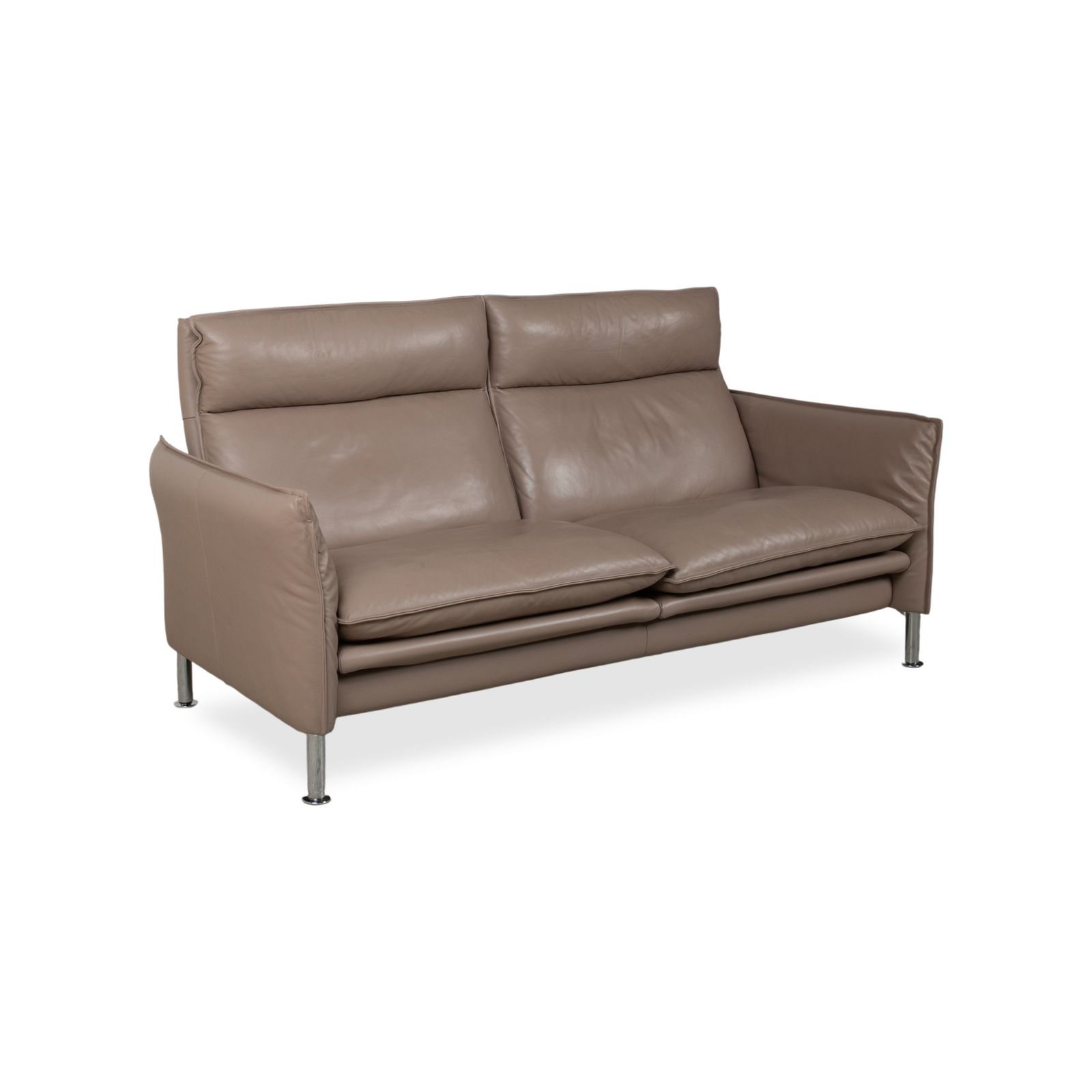 Erpo Porto Leather Three Seater Brown Taupe Manual Function Sofa photo for sale