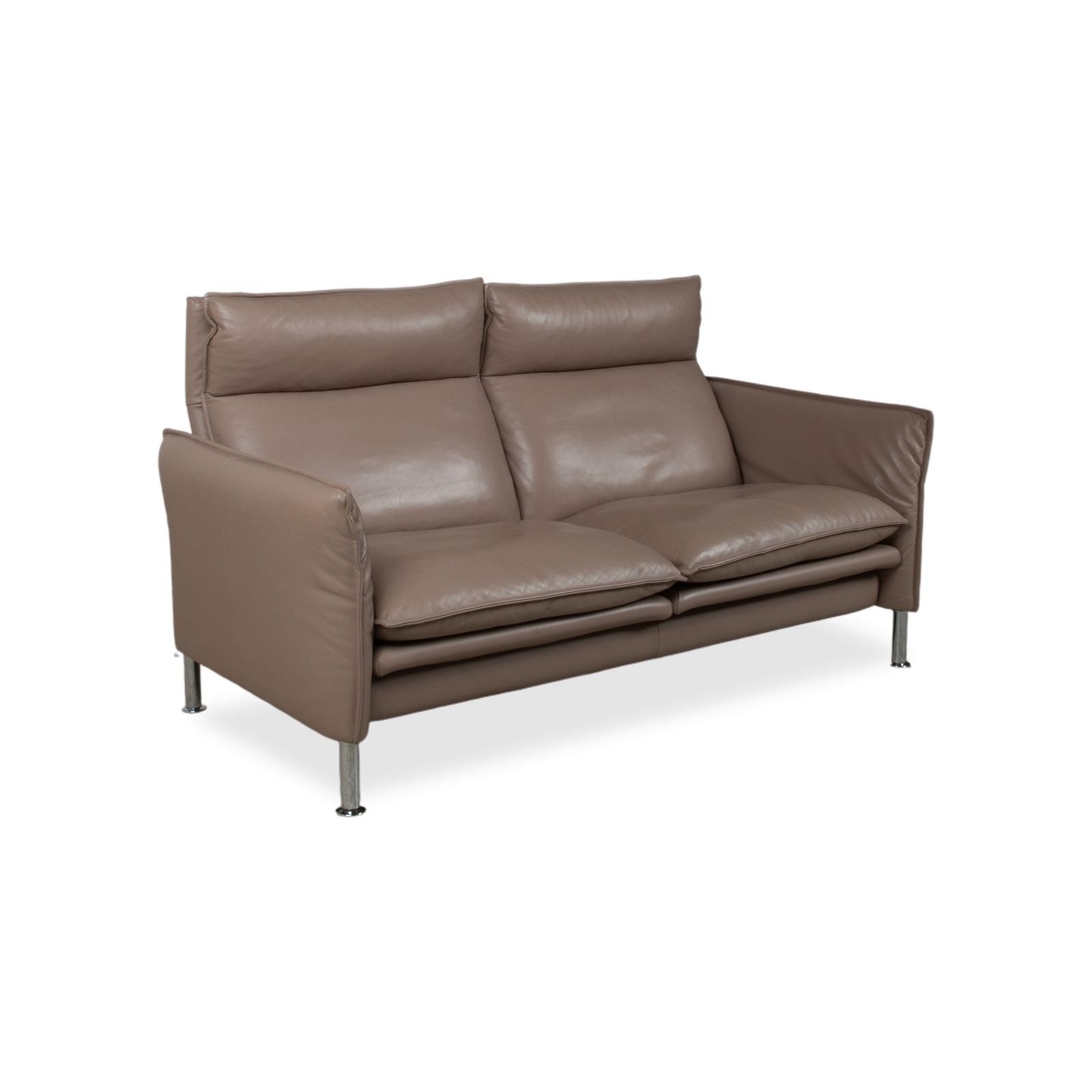 Erpo Porto Leather Two Seater Brown Taupe Manual Function Sofa photo for sale