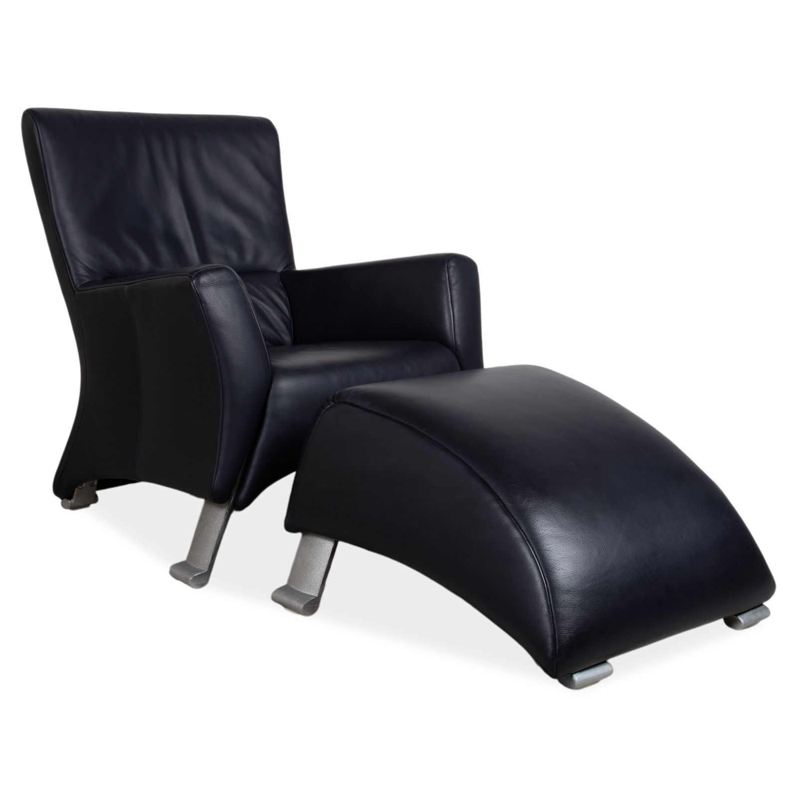 Rolf Benz 322 Leren Fauteuil Set Blauw
