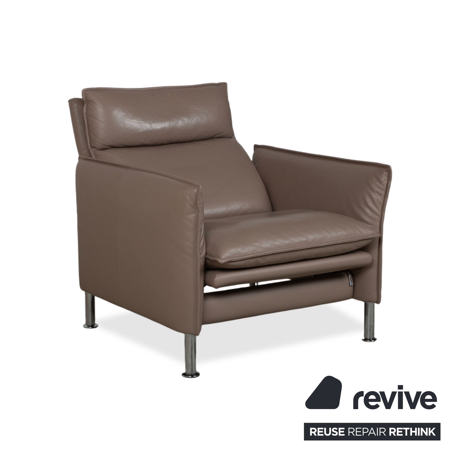 Fauteuil Erpo Porto en cuir brun taupe, fonction manuelle photo 1676.0
