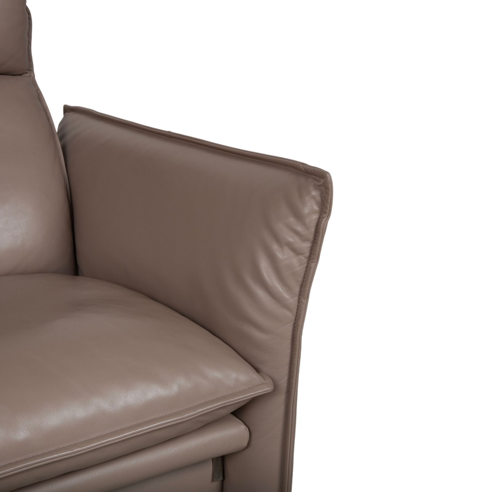 Fauteuil Erpo Porto en cuir brun taupe, fonction manuelle photo vinterior