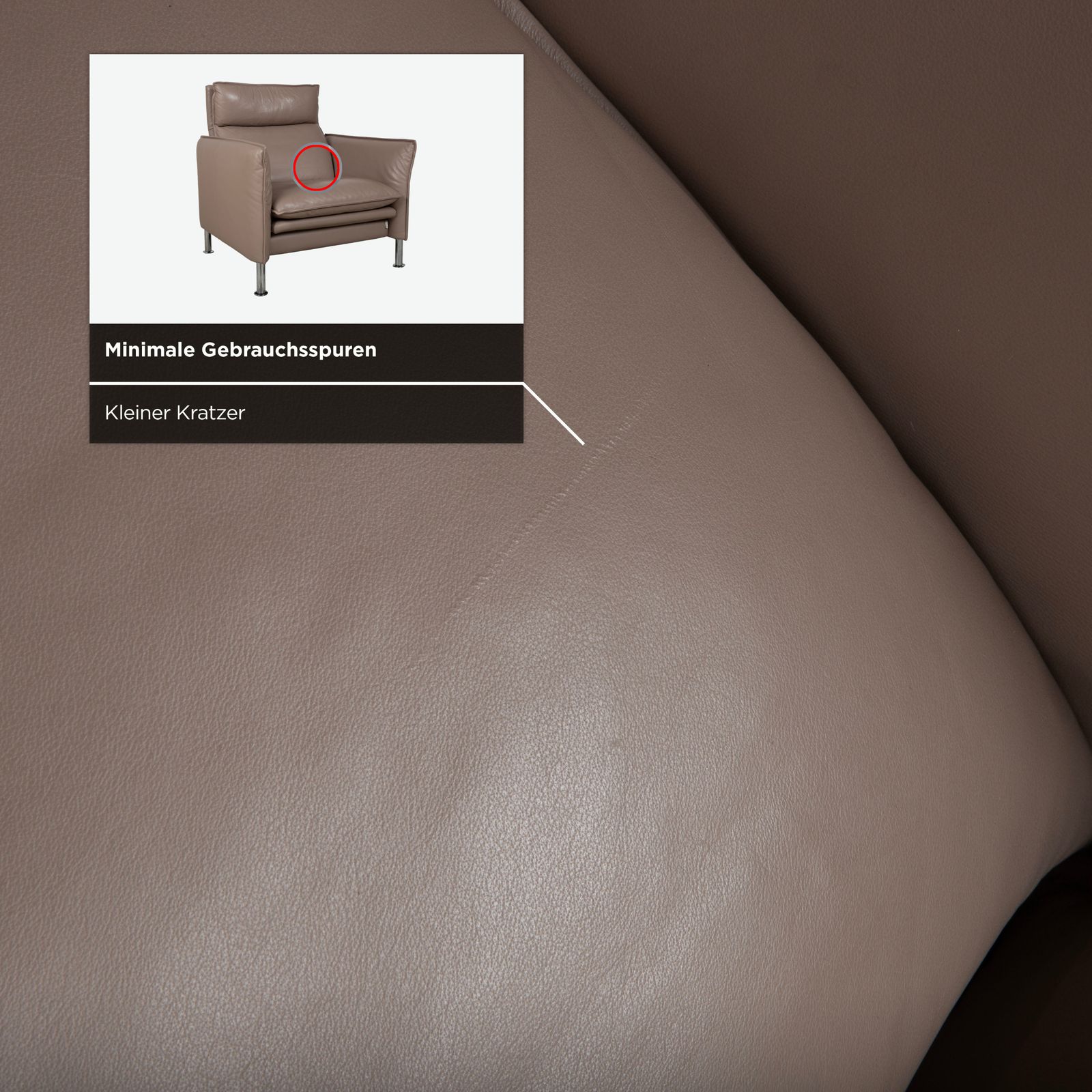 photo furniture Fauteuil Erpo Porto en cuir brun taupe, fonction manuelle