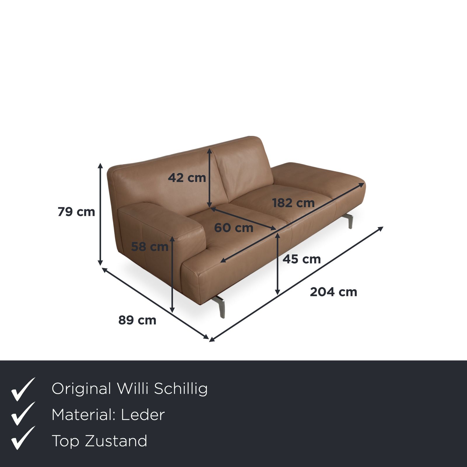 Canapé 2 places Willi Schillig Black Label Toscaa en cuir, beige brun moka photo furniture