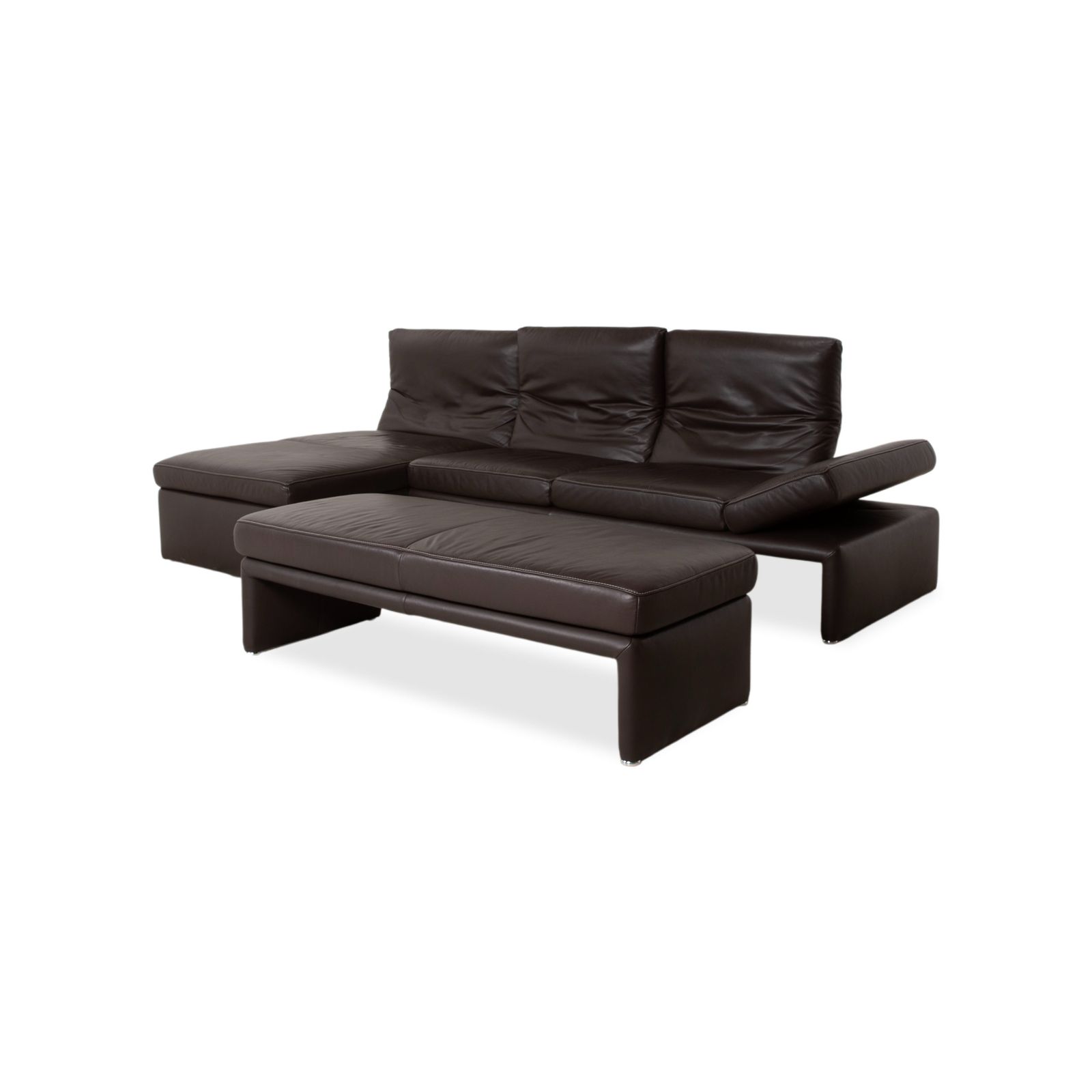 Koinor Raoul Set Leren Hoekbank Set Bruin Manuele Functie Chaise Longue Links