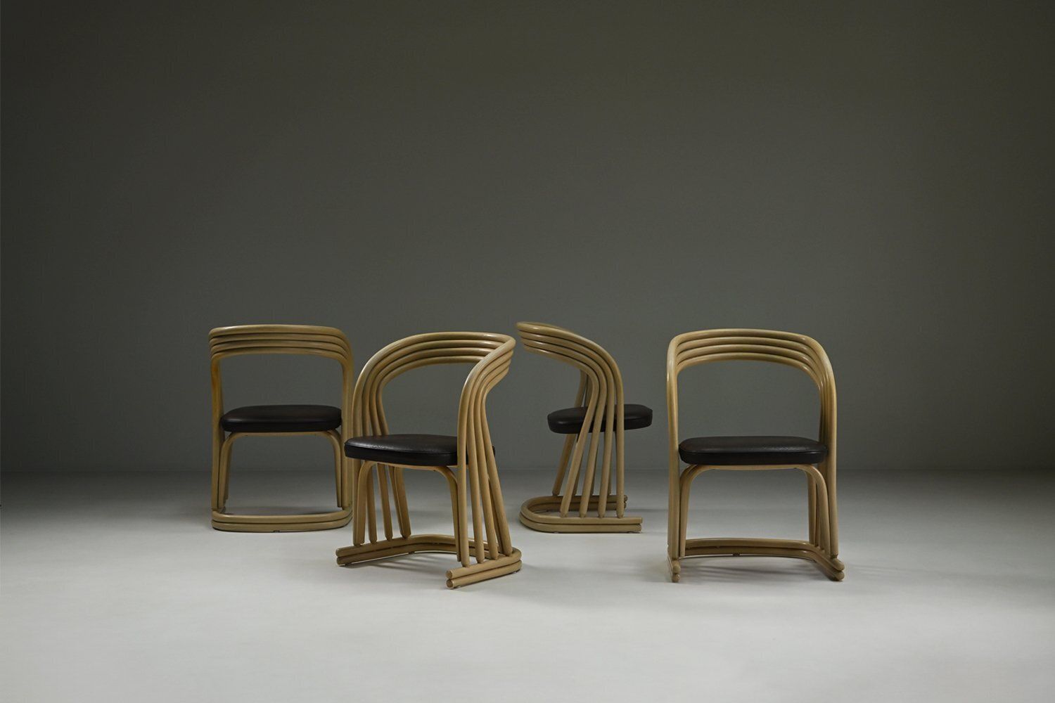 Rattan Dining Chairs, Italy, 1980s, Set Of 4