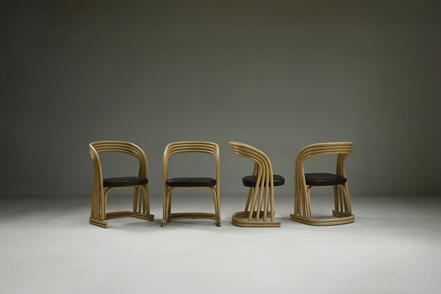 Rattan Dining Chairs, Italy, 1980s, Set Of 4 photo for sale