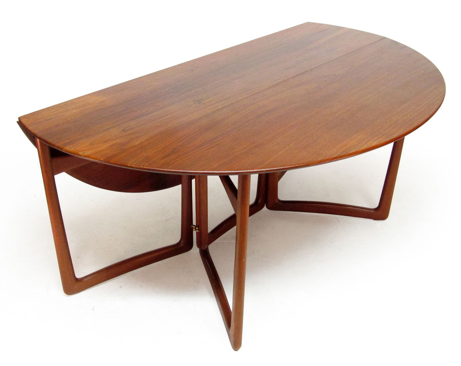 photo buy Danish Gateleg Dining Table & Five Chairs Set In Teak By Peter Hvidt & Poul Hundevad