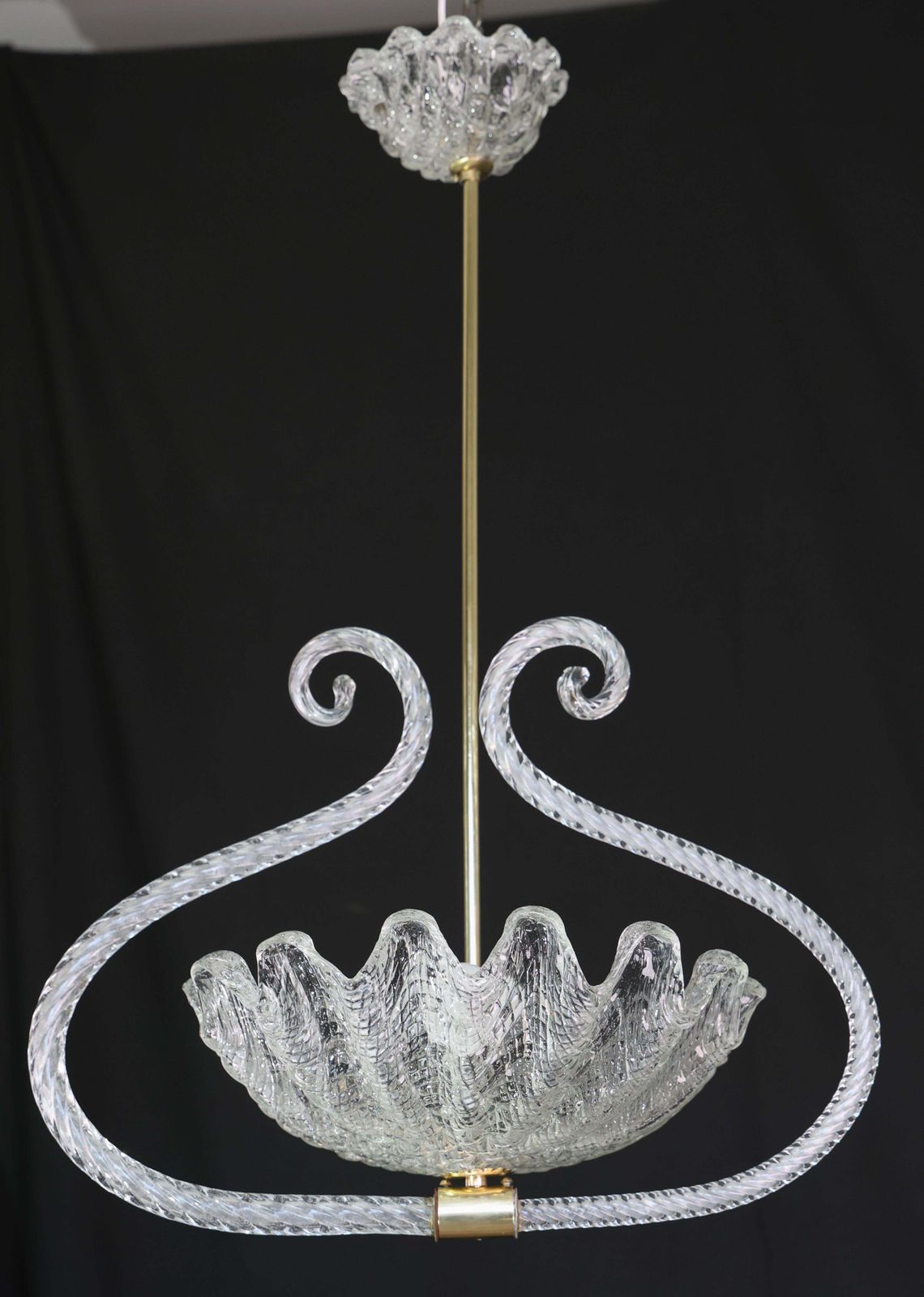 Charming Art Deco Pendant Chandelier By Ercole Barovier, 1940s photo 1937.0
