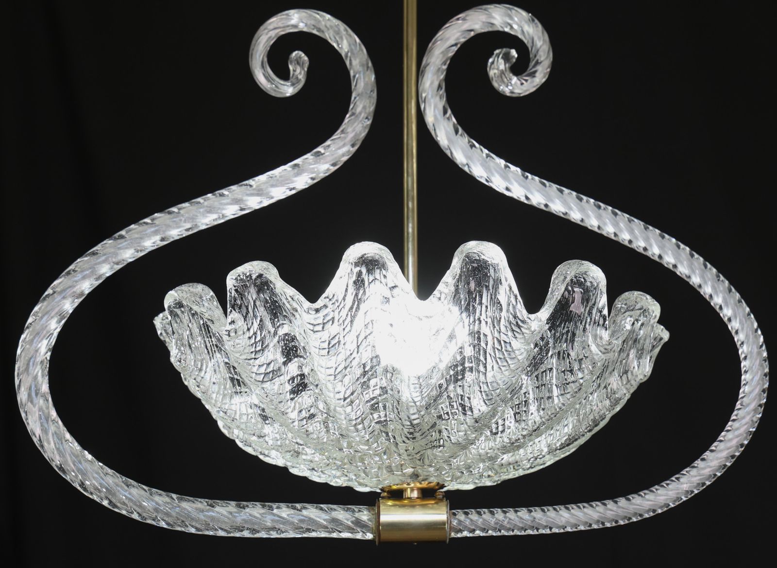 Charming Art Deco Pendant Chandelier By Ercole Barovier, 1940s photo vinterior