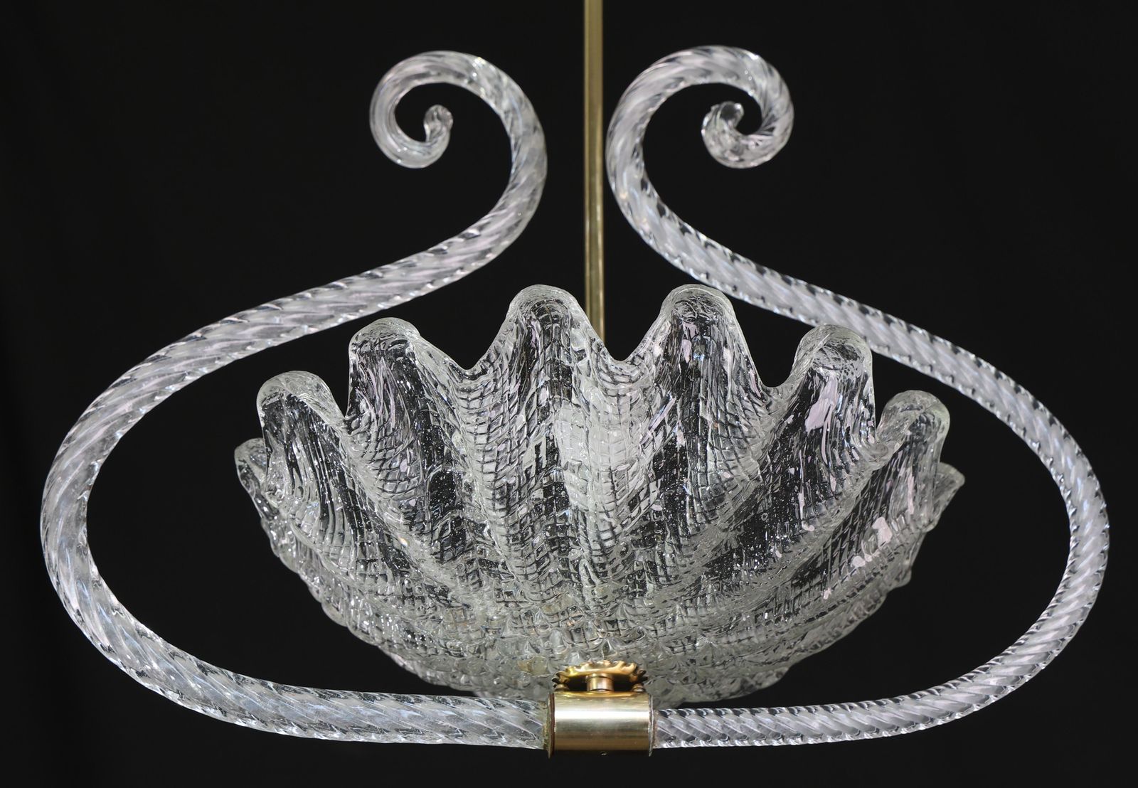 photo vintage Charming Art Deco Pendant Chandelier By Ercole Barovier, 1940s