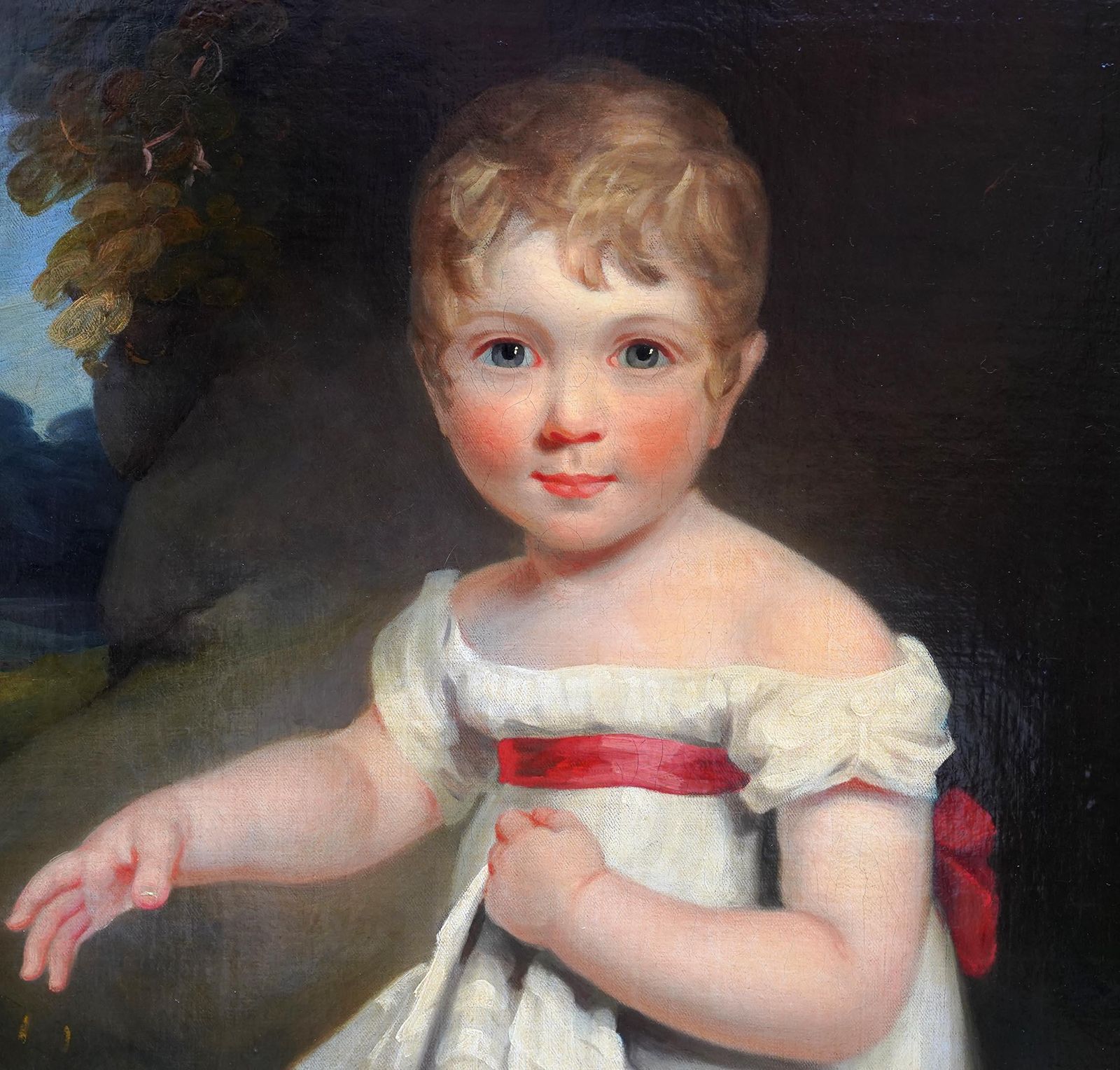 William Owen Portrait Of Young Girl Feeding Chickens   British 19th Century Art Oil Painting Circa 1810 photo 7000.0