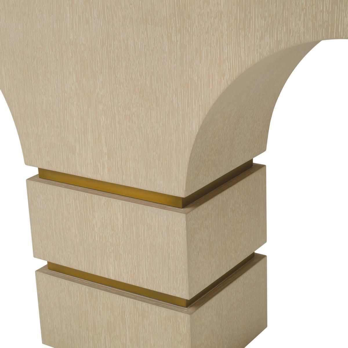 Console Table In Washed Oak Veneer And Brushed Brass photo 3603.0
