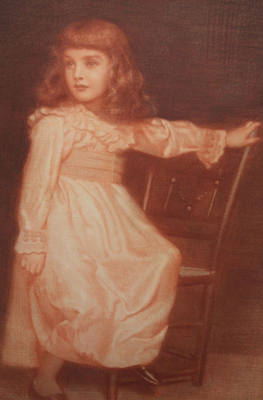 Edward Robert Hughes Portrait Of Elaine Blunt   British 19th Century Art Pre Raphaelite Chalk Drawing 1896 photo Art
