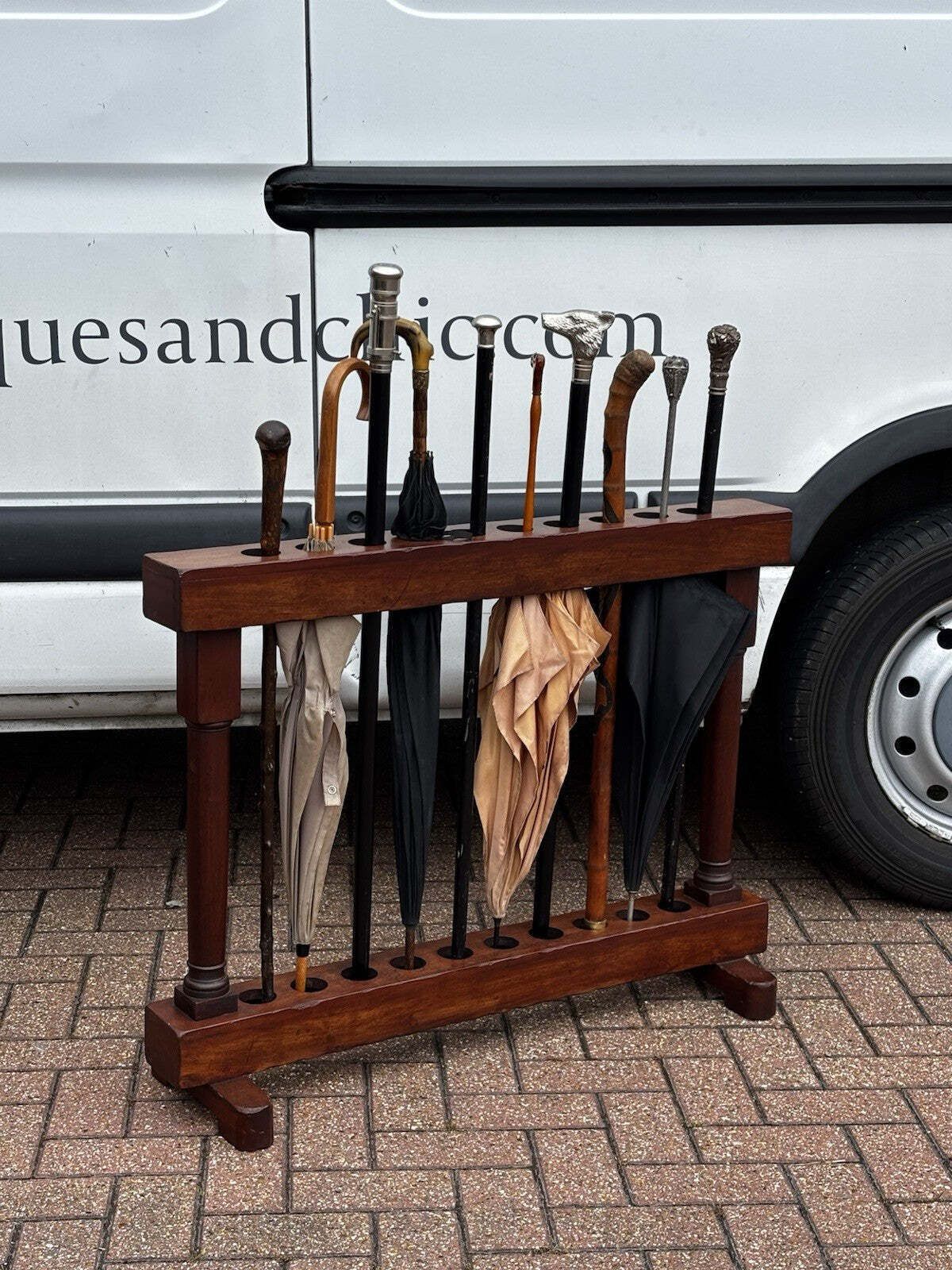 Mahogany Walking Stick Stand. Holds 10. photo furniture