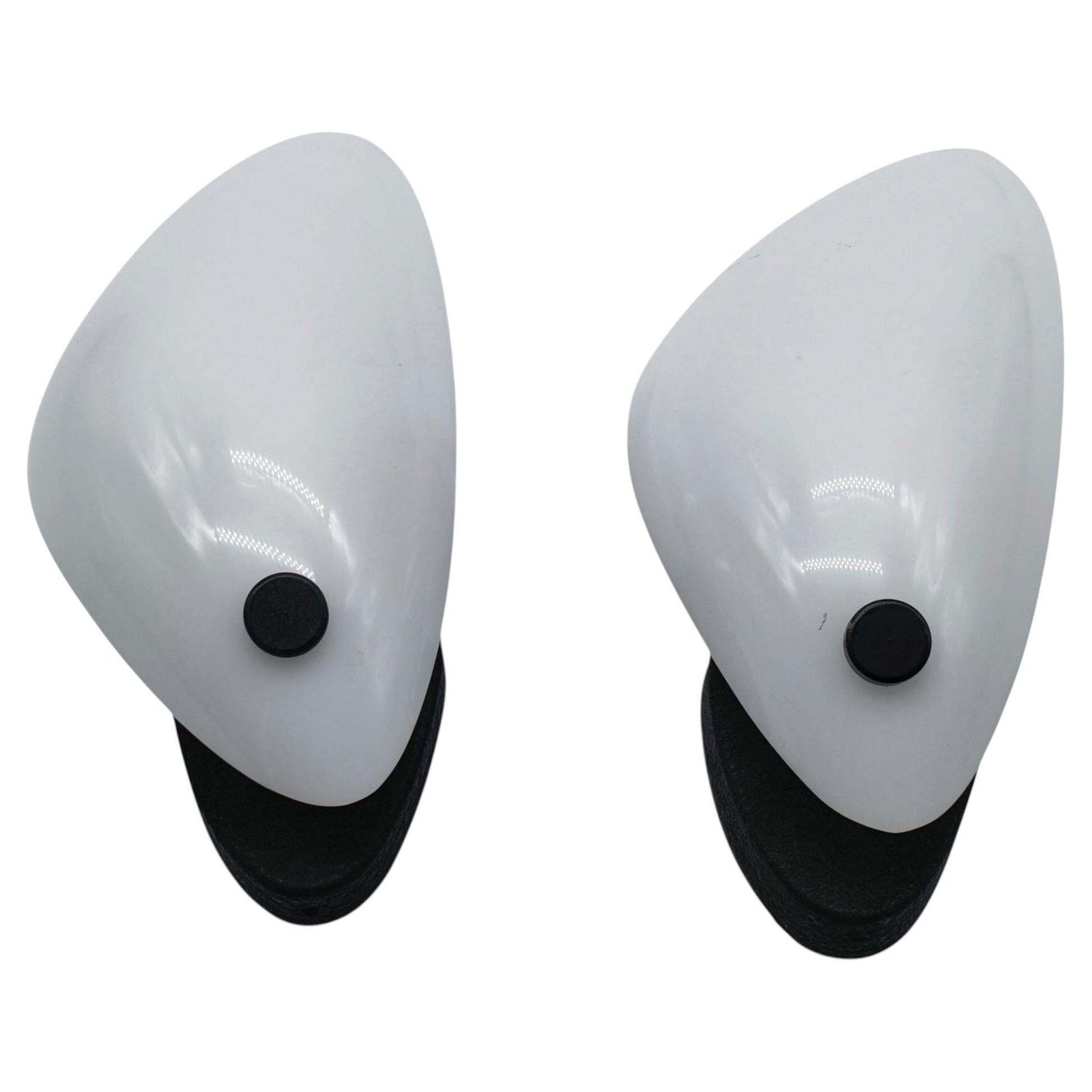 Pair Of White And Black Space Age Wall Lamps, Italy 1970s