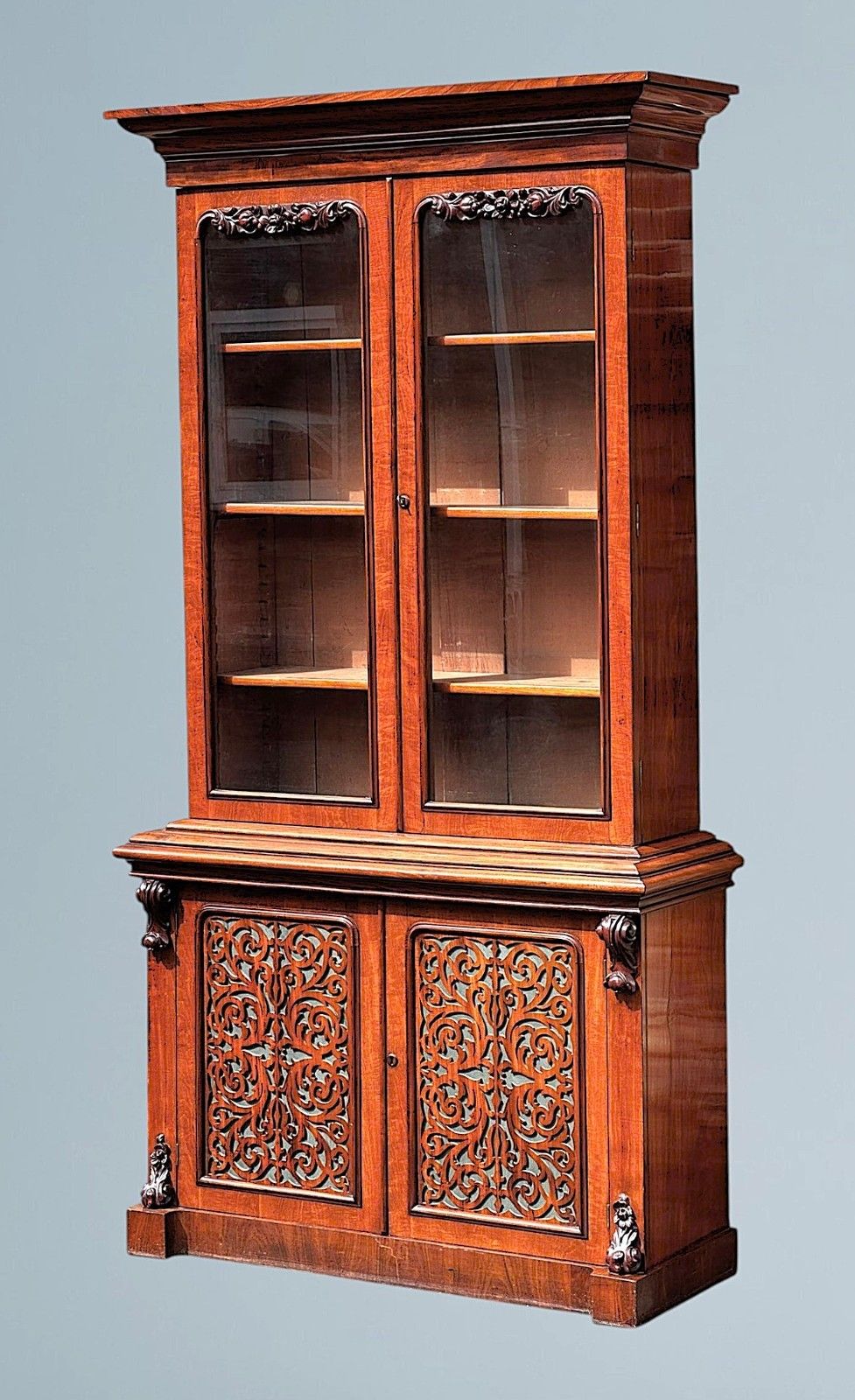 A Large Impressive Victorian Figured Mahogany Bookcase photo furniture
